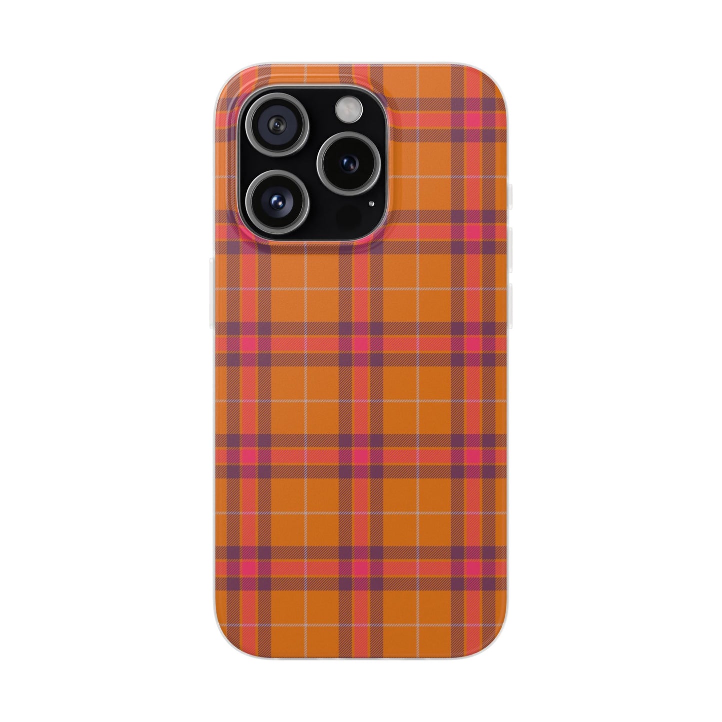 Orange Plaid Flexi Phone Case for Apple iPhone and Samsung Galaxy.