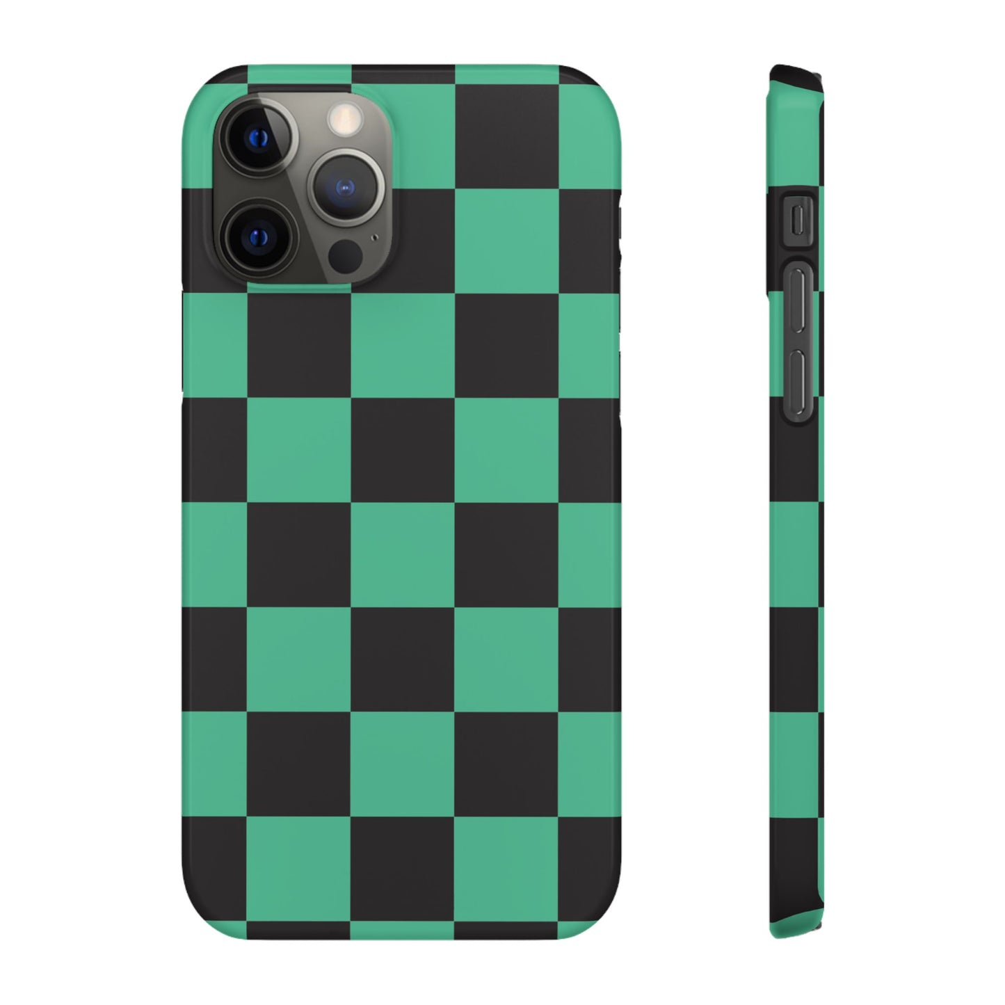 Checkered Teal Snap Case — Black & Teal Phone Cover