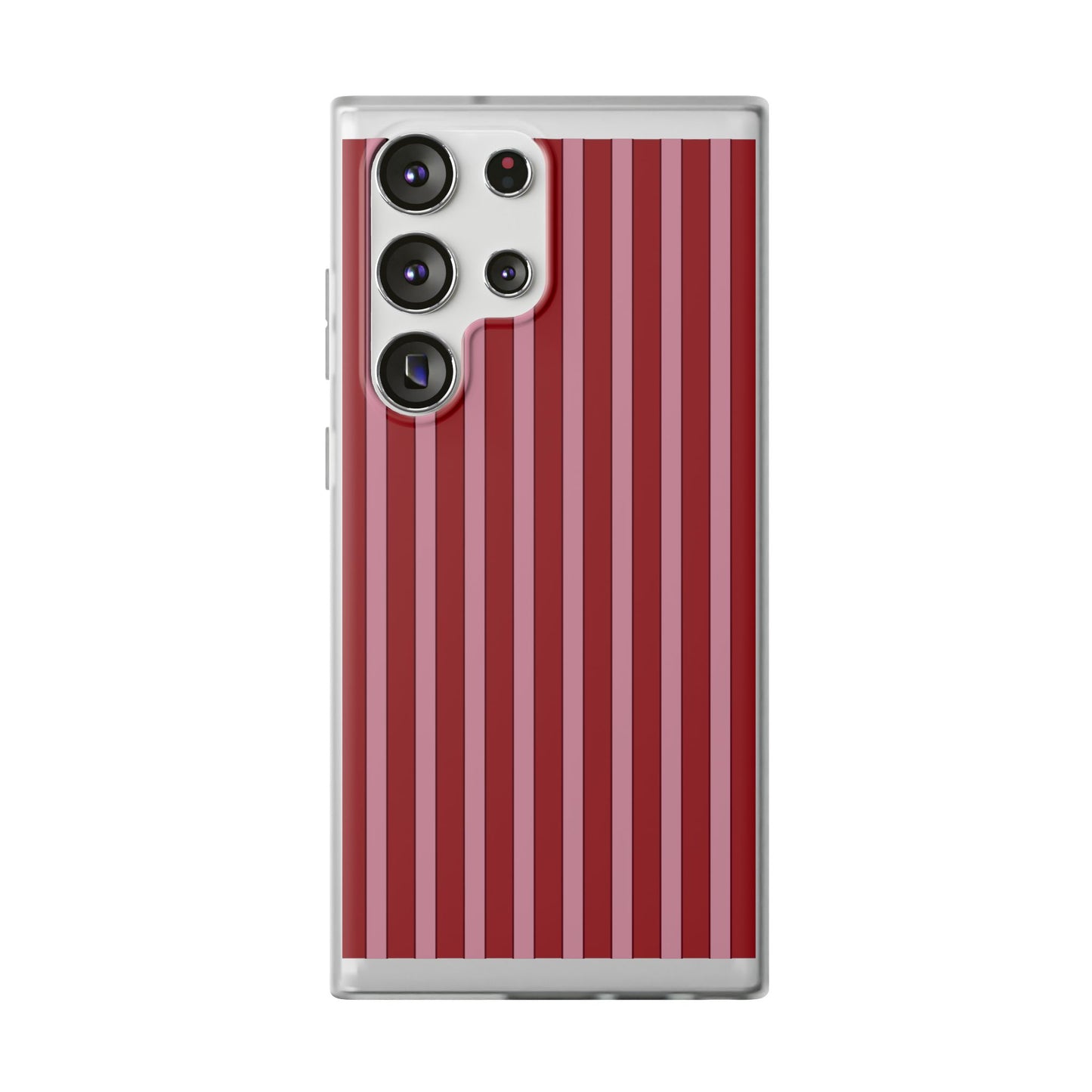 Red Vertical Stripe Protective Flexi Case for Apple iPhone, Samsung Galaxy.