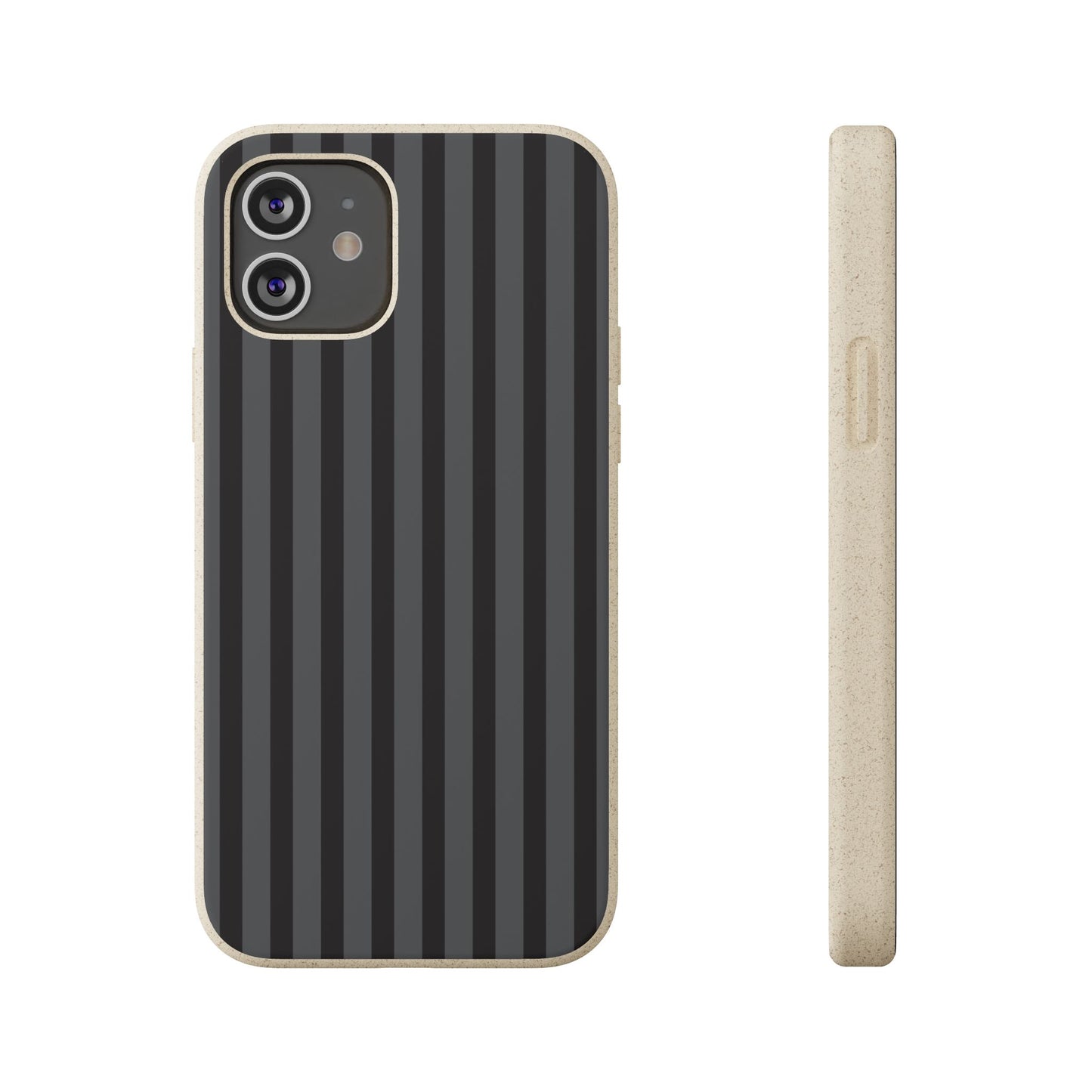 Biodegradable Black Vertical Stripe Phone Cover for Apple iPhone and Samsung Galaxy.