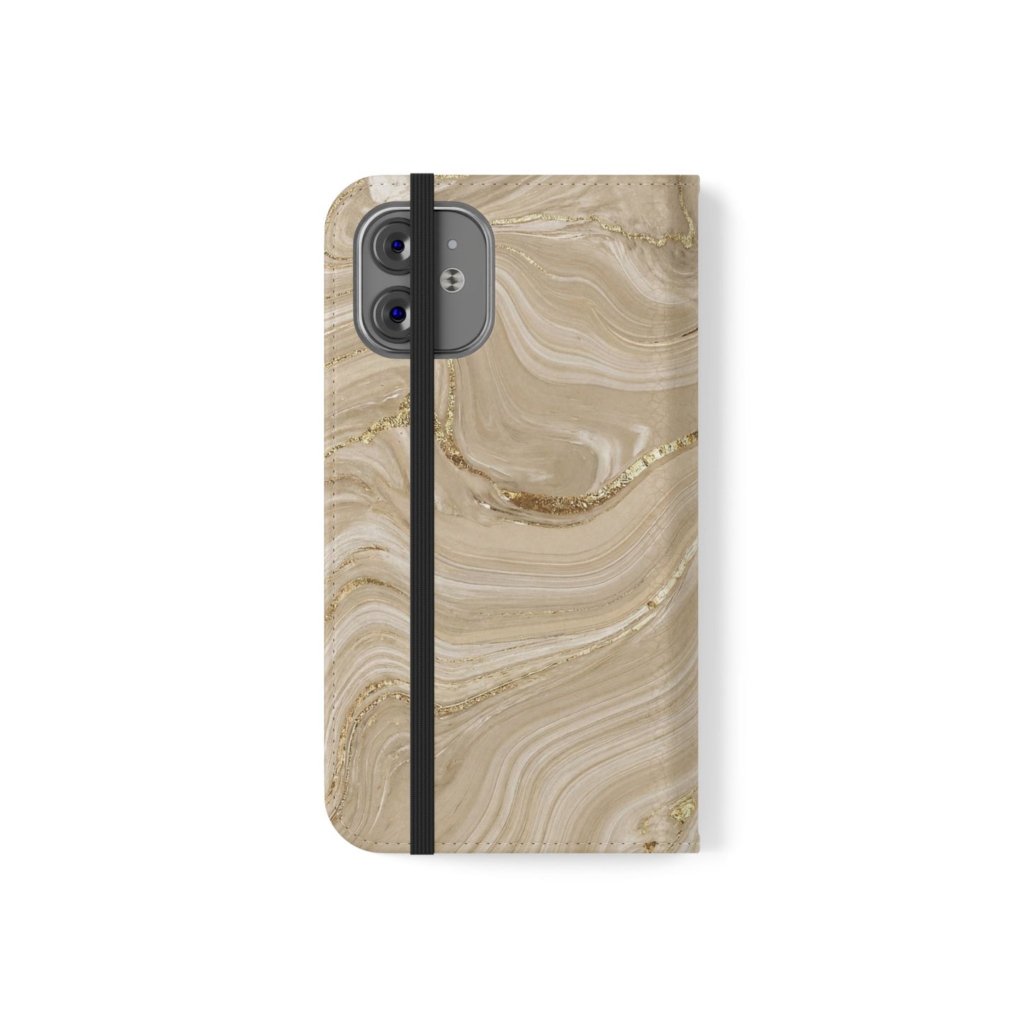 Marble Beige Flip Phone Case – Stylish Wallet Phone Cover with Card Slots