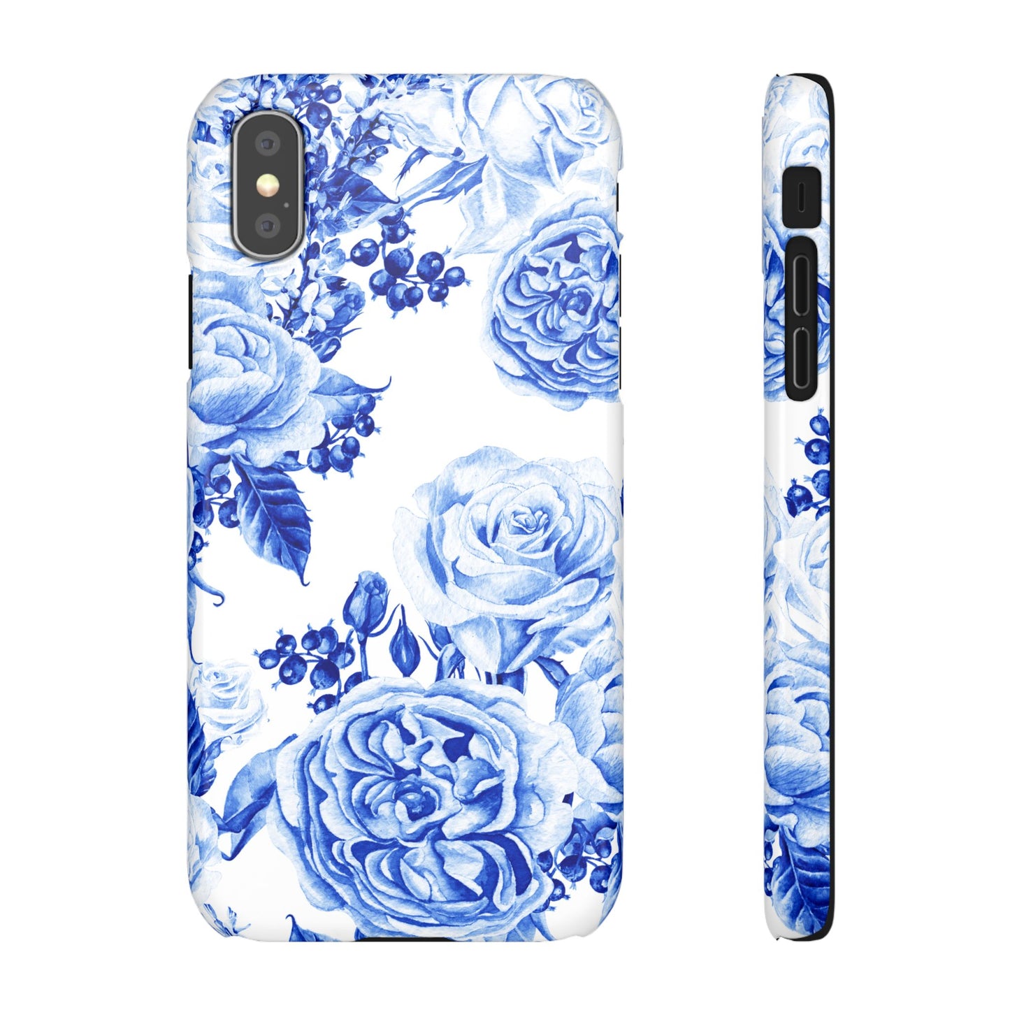 Blue Porcelain Floral Snap Phone Case — Vintage Rose Pattern