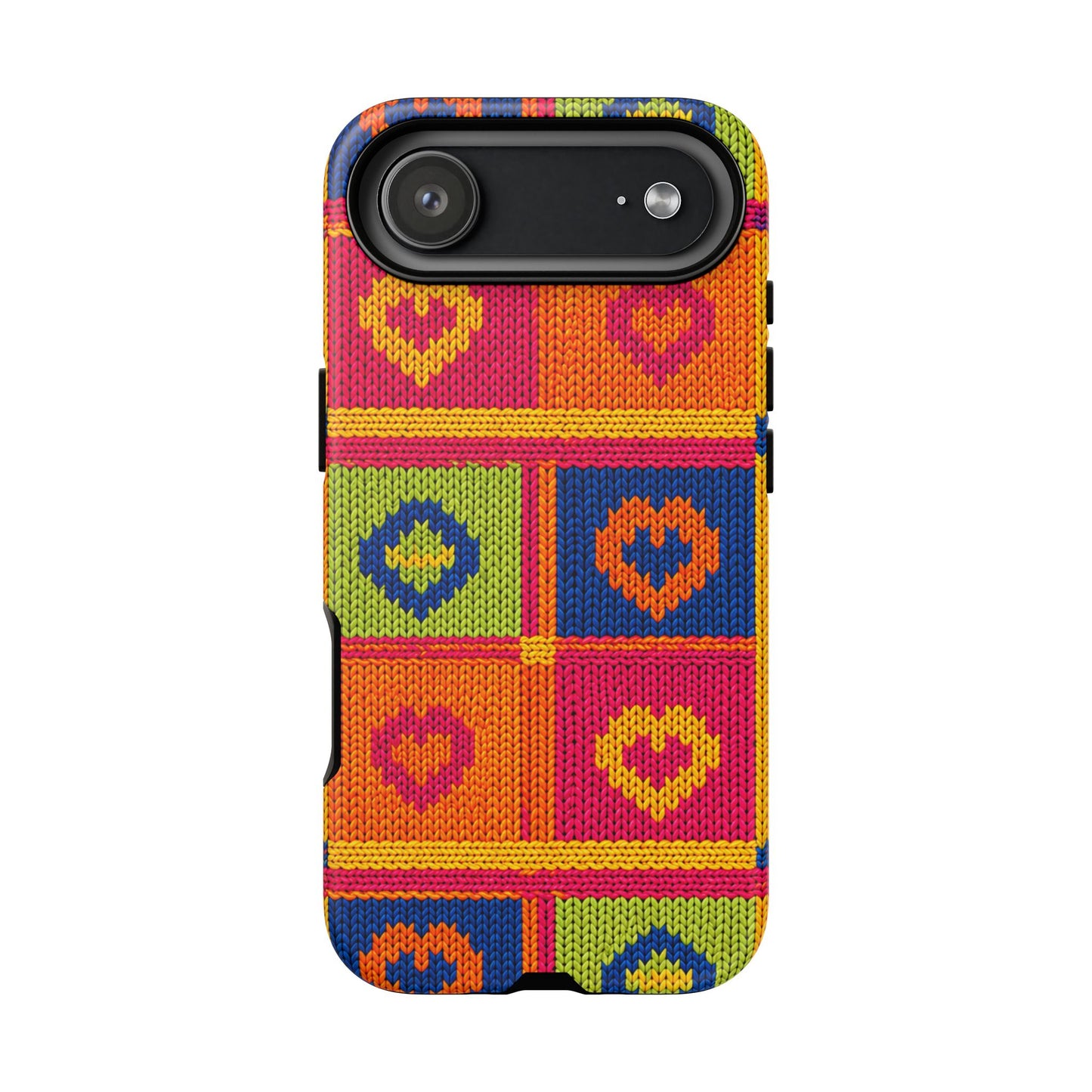 Retro Knit Pattern Heart Patch Tough Phone Case