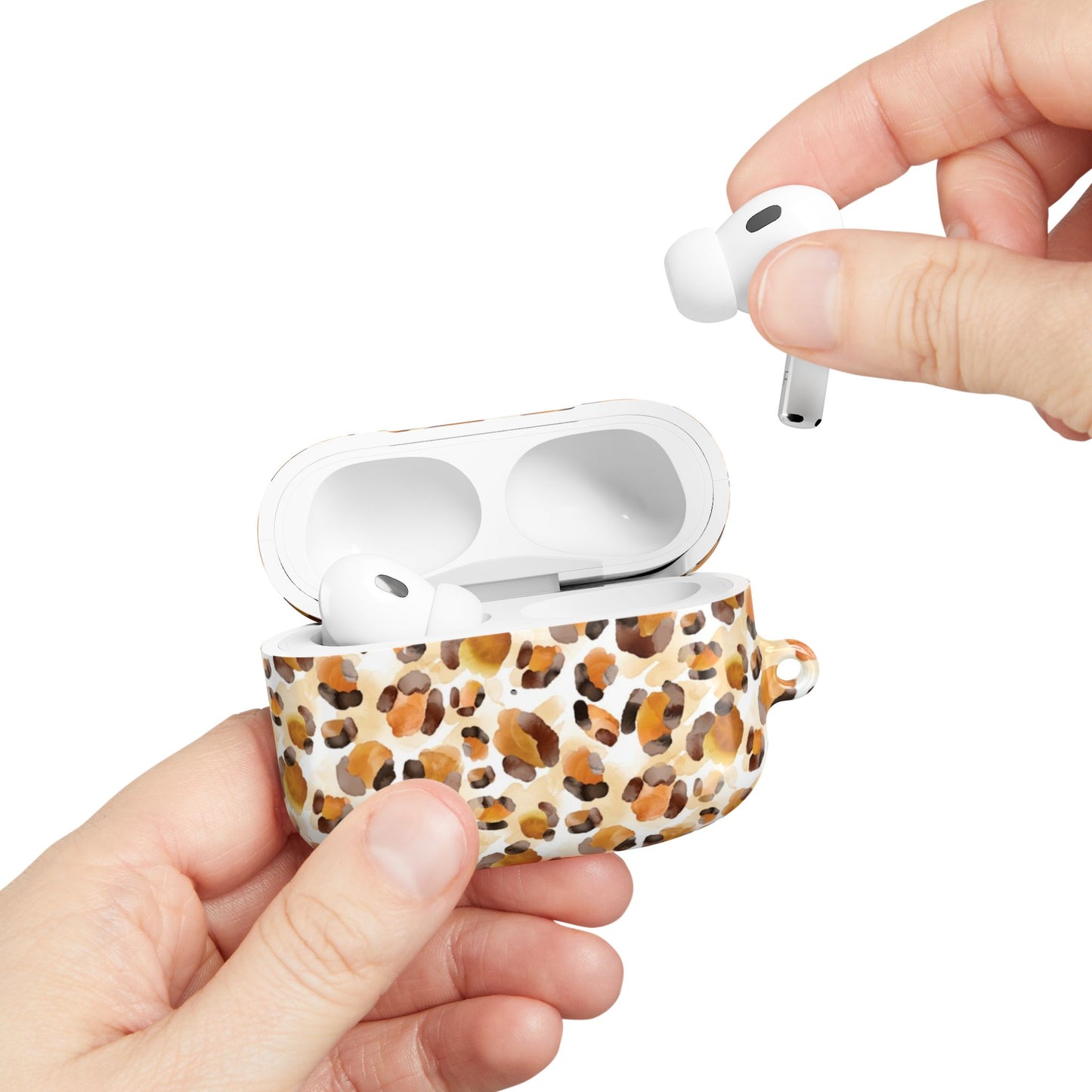 Leopard Print AirPod Case – Tan & Brown Protective Charging Cover