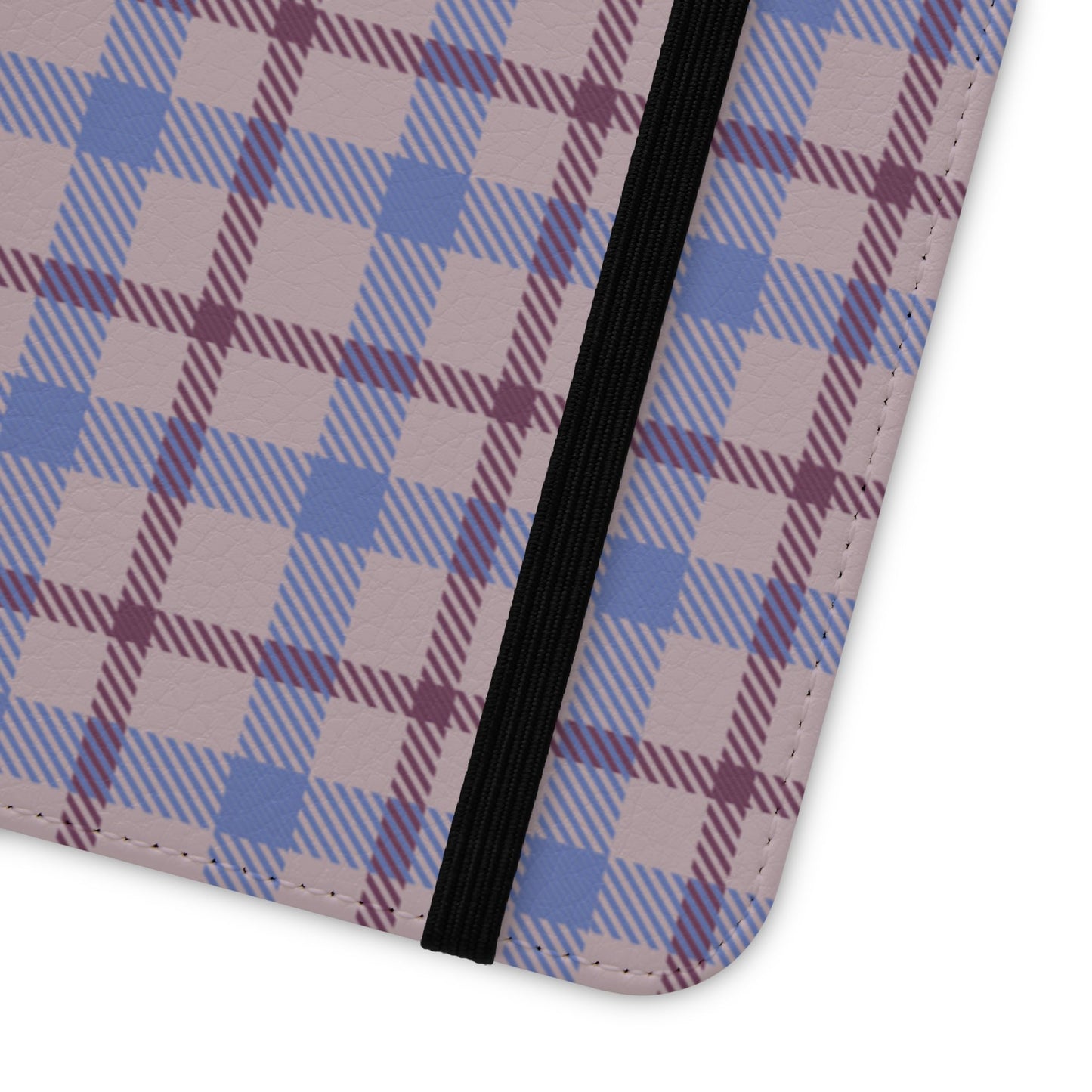 Tartan Flip Phone Case — Blue & Purple Plaid Wallet Cover