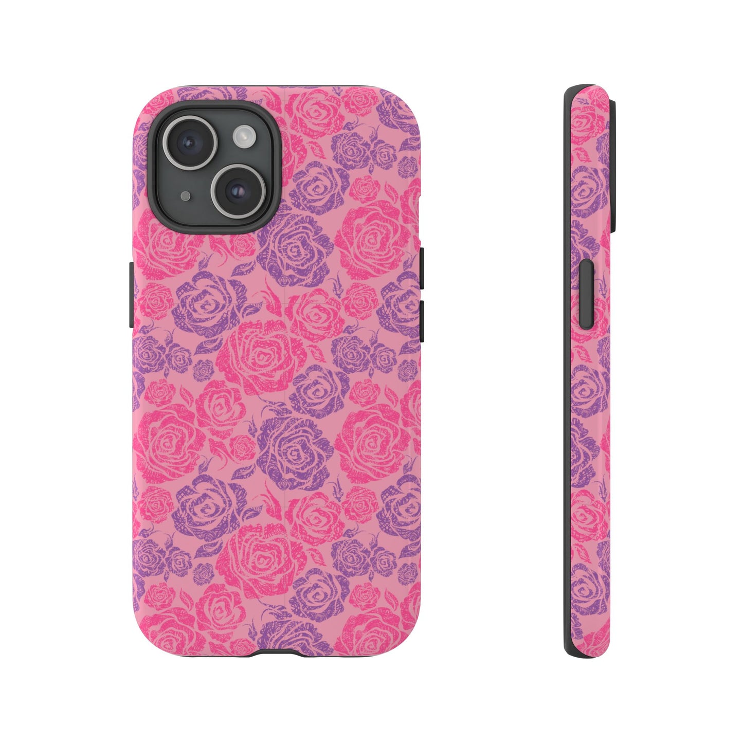 Pink & Lavender Rose Pattern Tough Phone Case