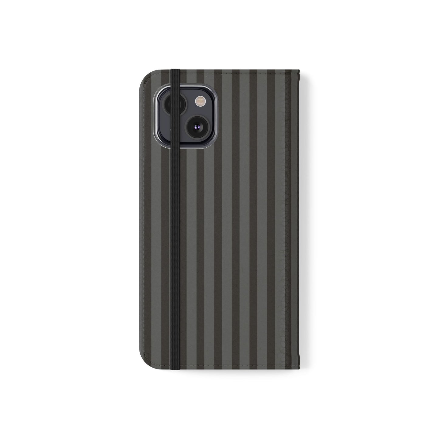 Striped Gray Flip Phone Case — Wallet Flip Case with Card Slots