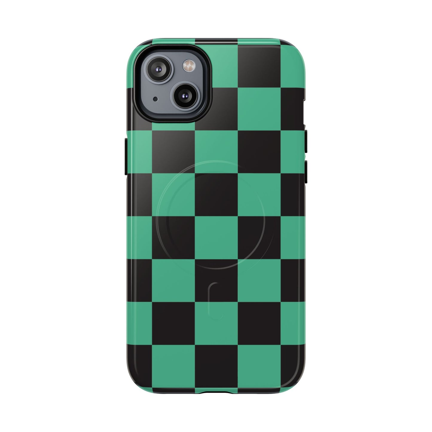 Tanjiro Magnetic Phone Case — Green and Black Chequered Tough Protective MagSafe Case