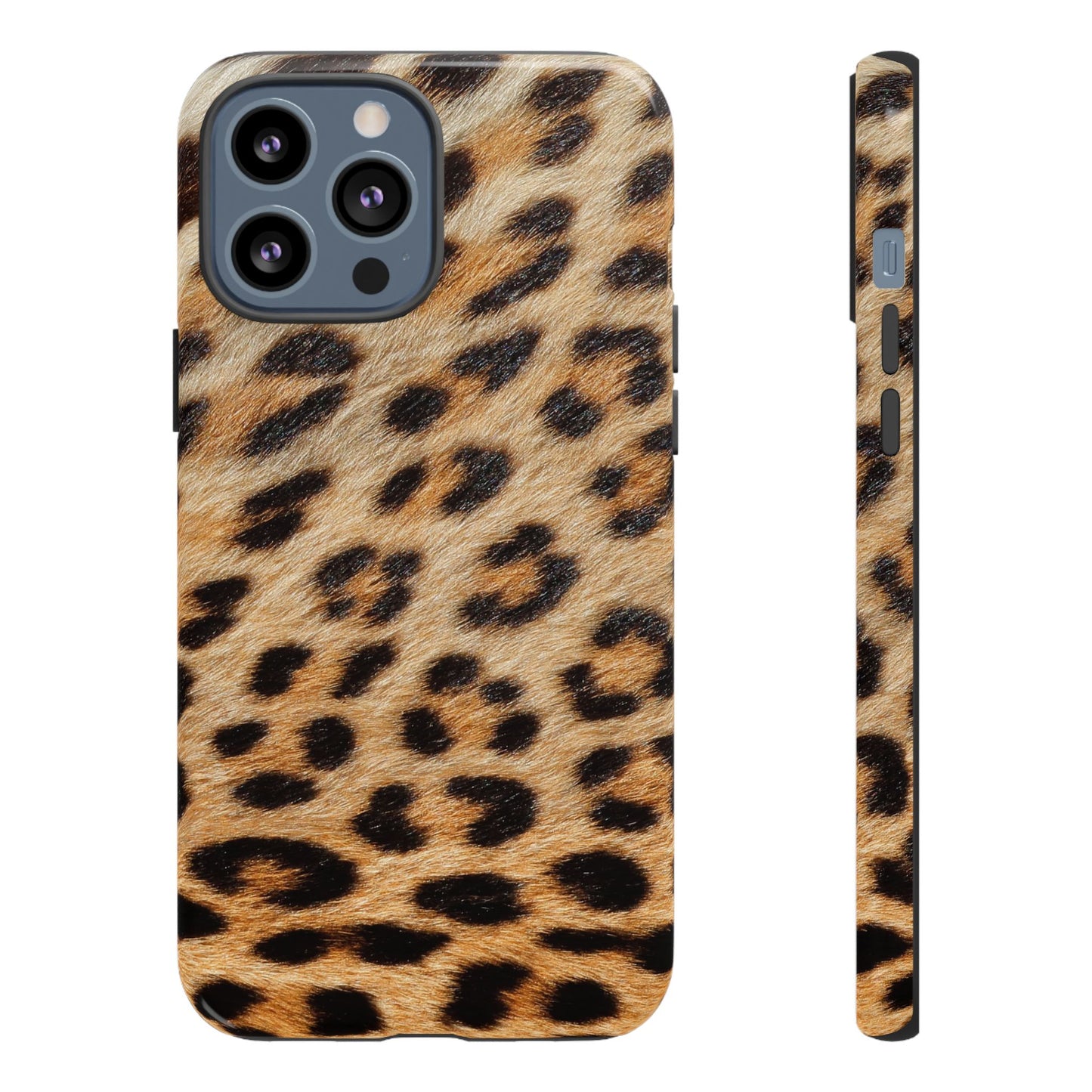 Leopard Print Tough Phone Case — Durable Protective Case with Wild Animal Fur Design