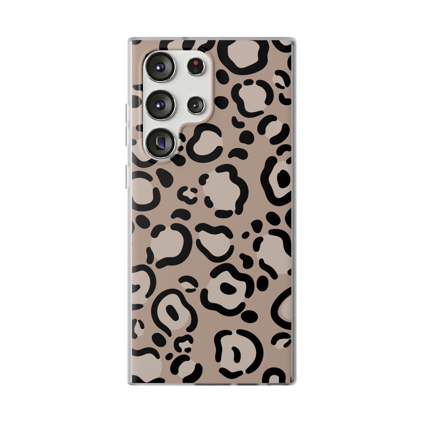 Beige Black Leopard Print Flexi Case for Apple iPhone and Samsung Galaxy.