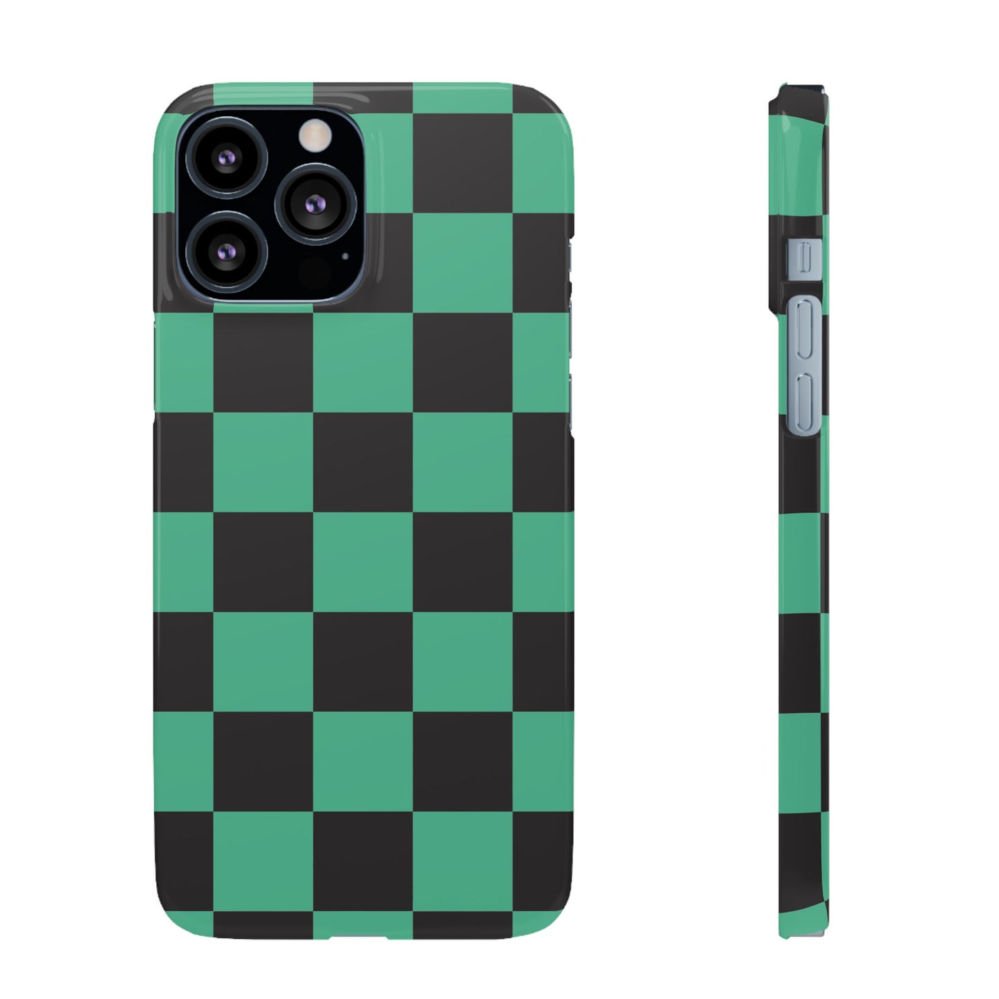 Checkered Teal Snap Case — Black & Teal Phone Cover