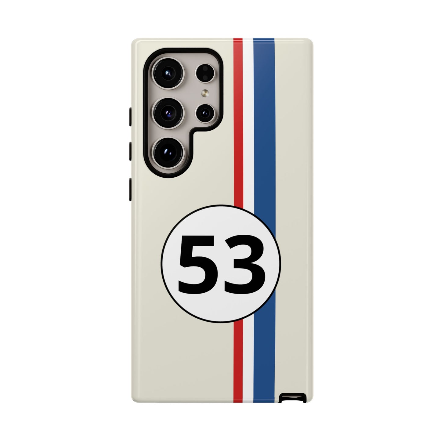 Racing Stripe Personalised Number Tough Phone Case for Apple iPhone, Samsung Galaxy and Google Pixel.