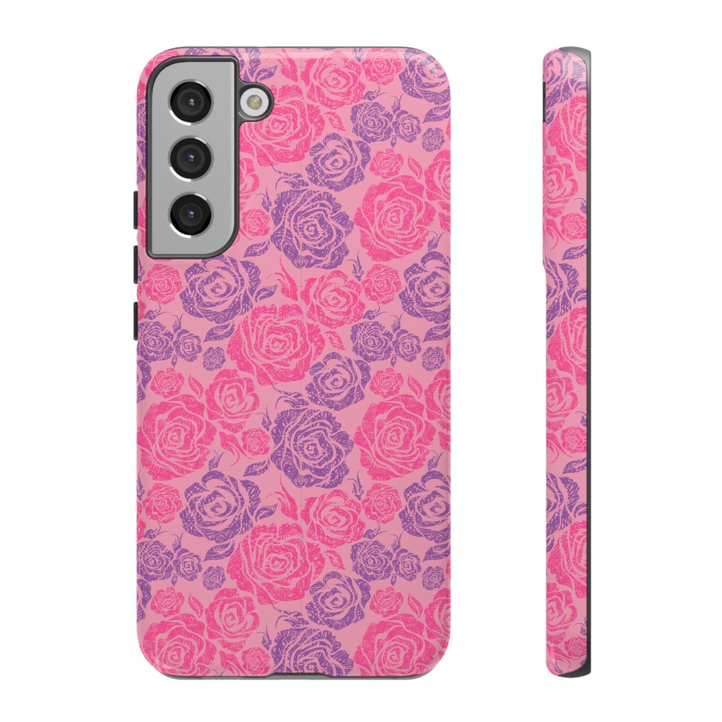 Pink & Lavender Rose Pattern Tough Phone Case