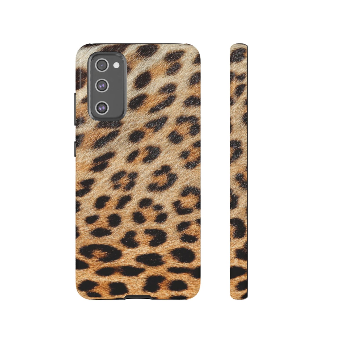 Leopard Print Tough Phone Case — Durable Protective Case with Wild Animal Fur Design