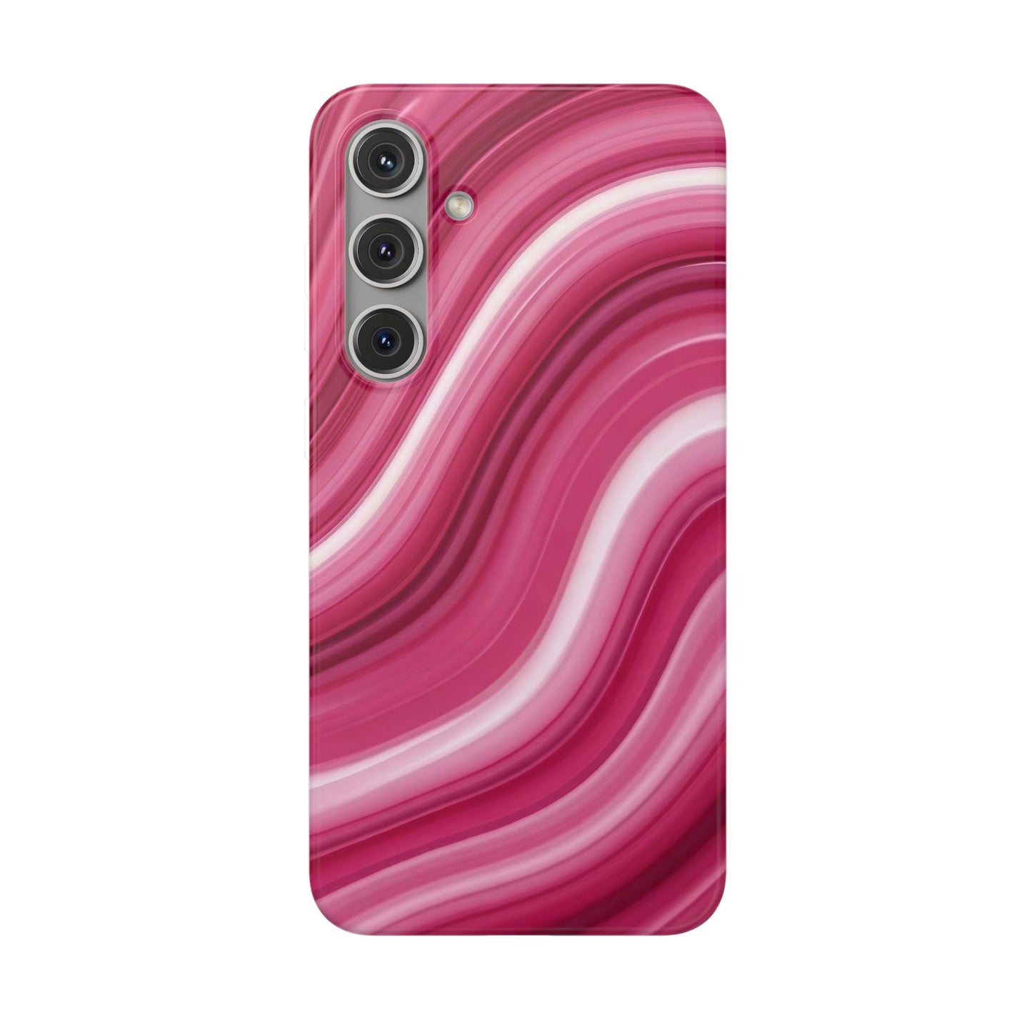 Pink Marble Wave Phone Case — Abstract Swirl Flexi Case for Apple iPhone, Samsung Galaxy.