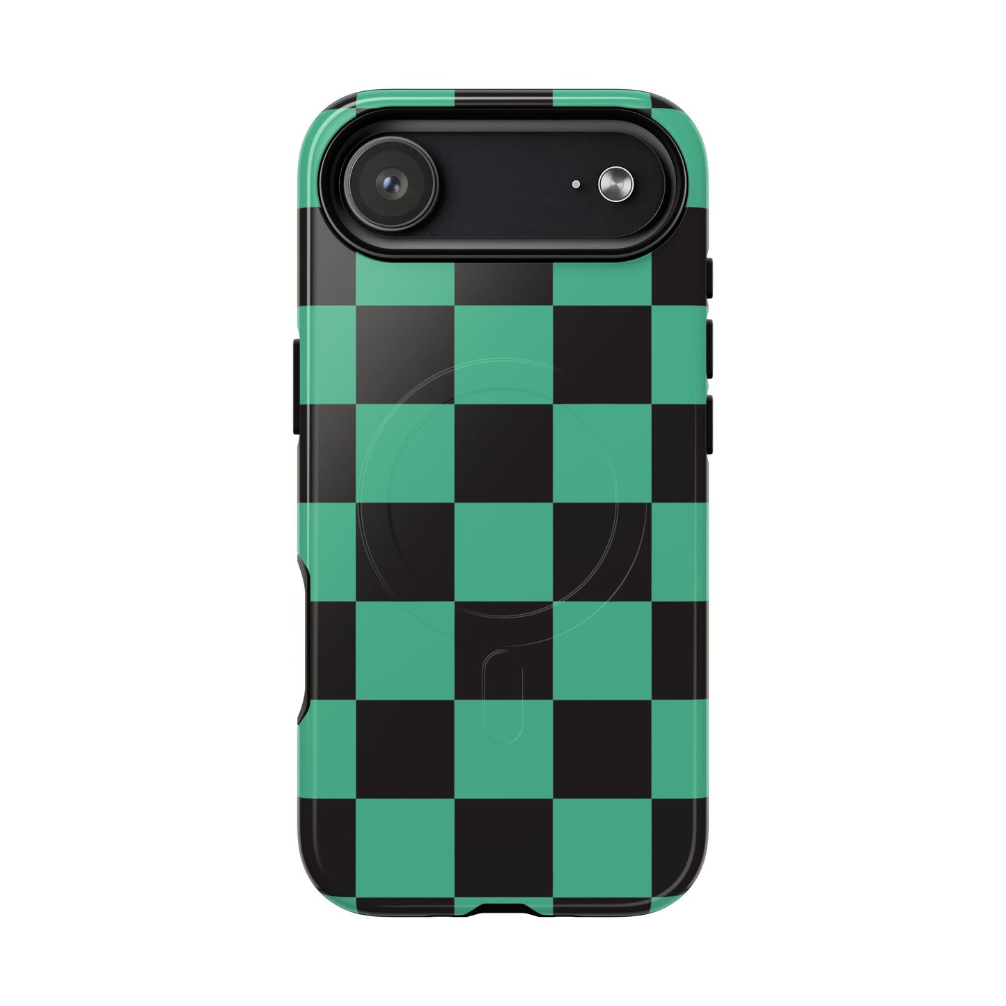 Tanjiro Magnetic Phone Case — Green and Black Chequered Tough Protective MagSafe Case