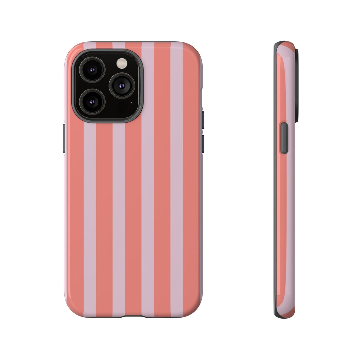 Pink Striped Tough Phone Case — Durable Protective Cover