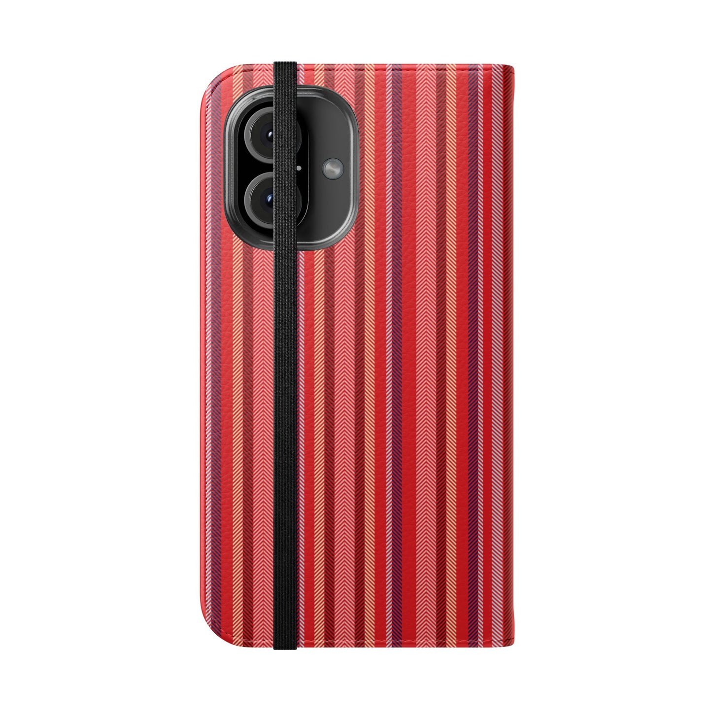 Red Stripe Flip Phone Case – Protective Wallet Folio with Card Slots