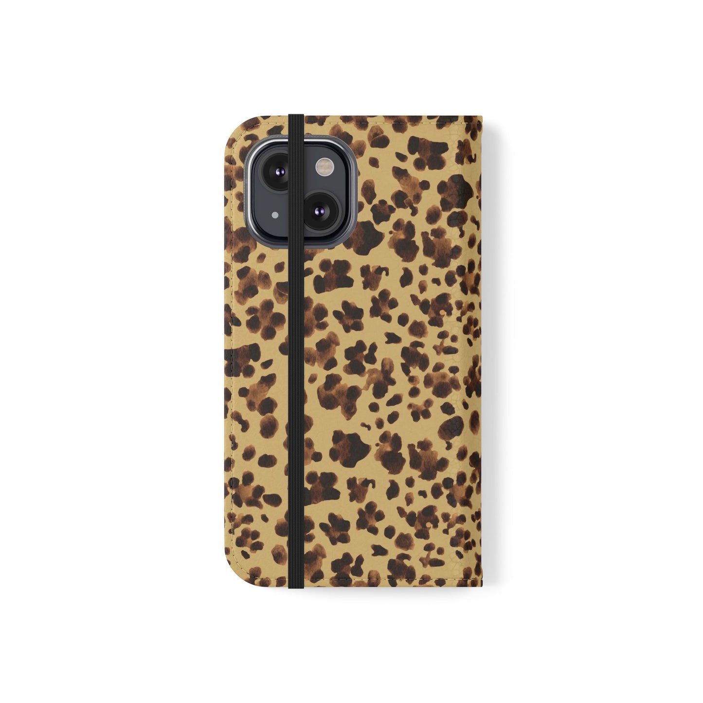 Leopard Print watercolour Flip Phone Case - Stylish Wallet Folio Cover with Card Slots