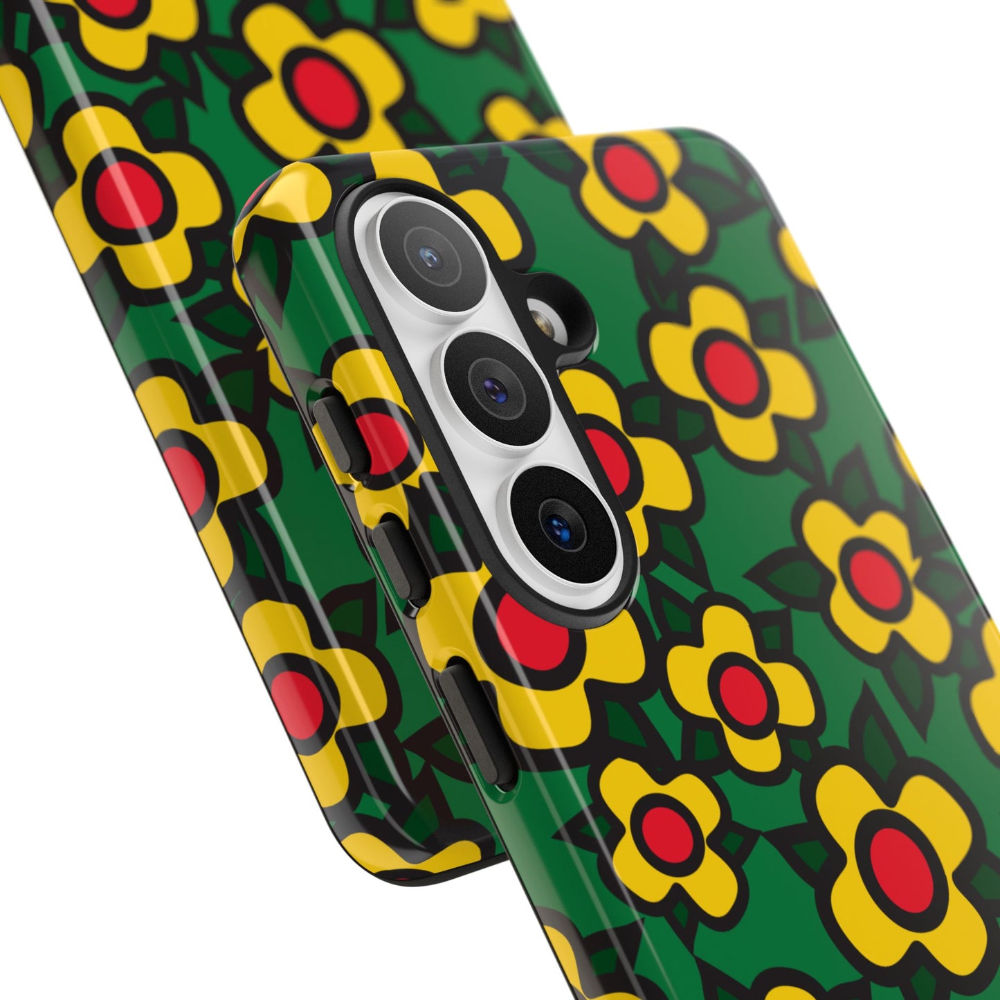 Floral Pop Tough Phone Case — Retro Yellow Red Flower Pattern