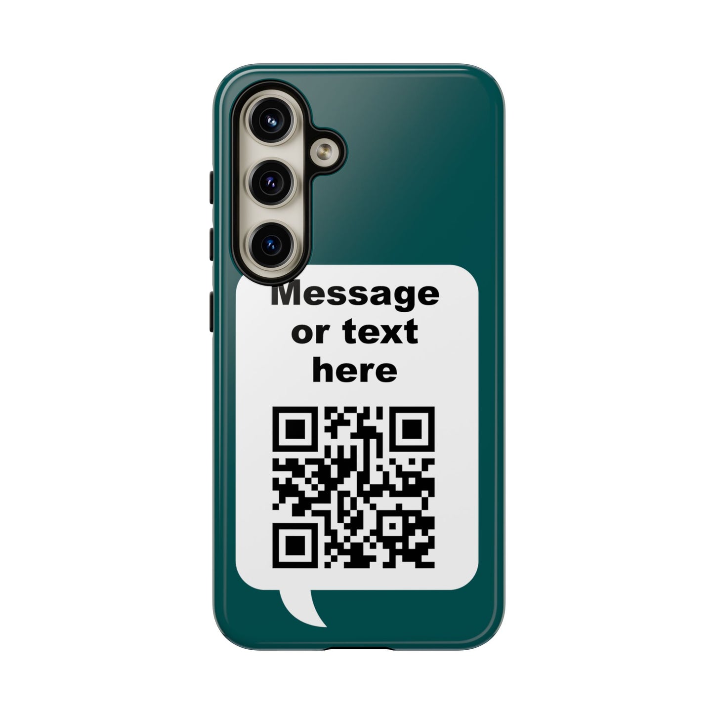 Custom QR Code Tough Phone Case — "Custom text" Contact Case