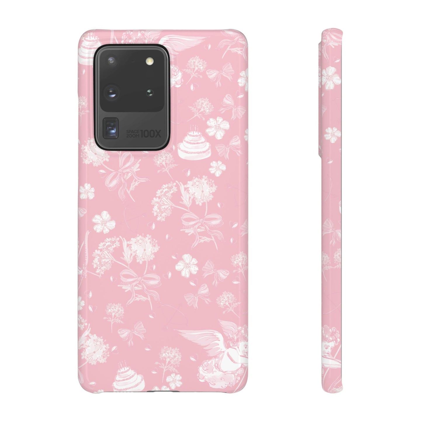 Pink Floral Slim Phone Case for Apple iPhone, Samsung Galaxy and Google Pixel.