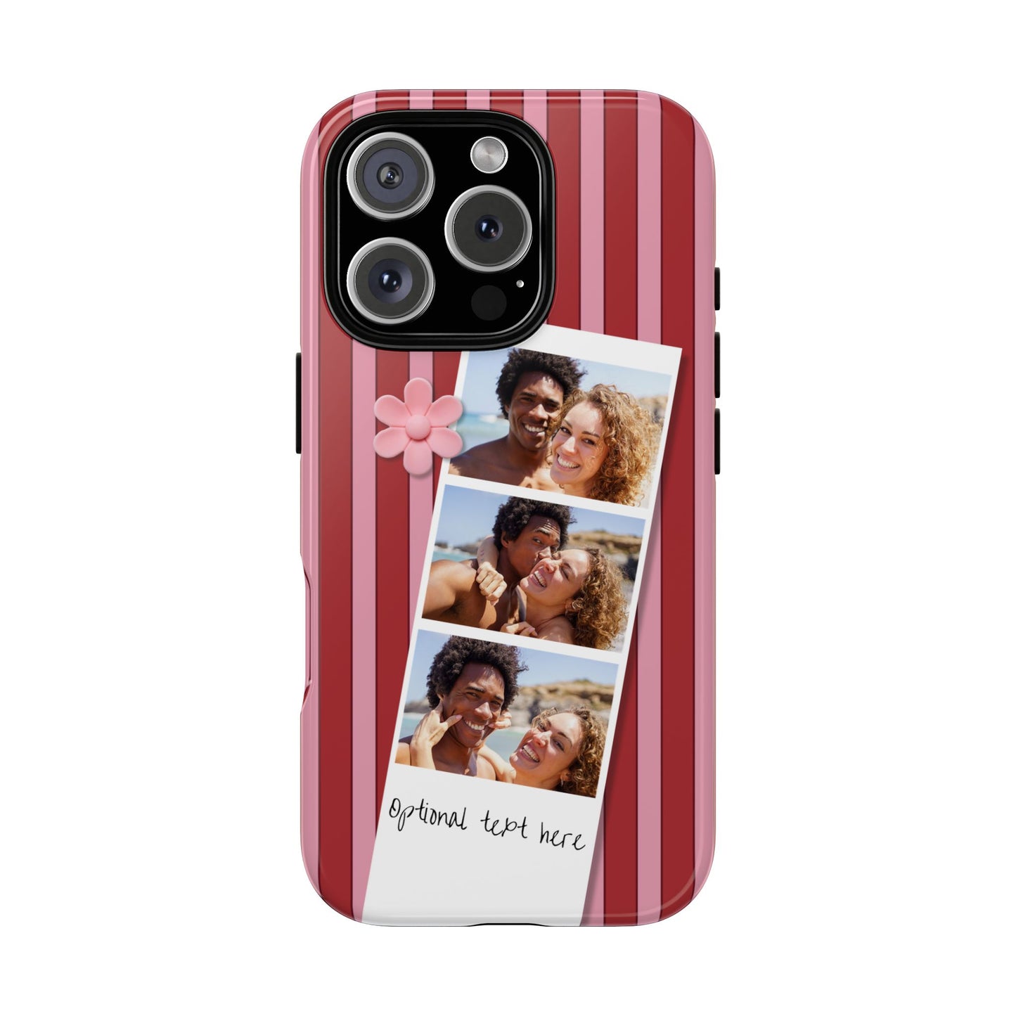 Customisable Three Photo Personalised Collage Tough Phone Case for Apple iPhone, Samsung Galaxy and Google Pixel.