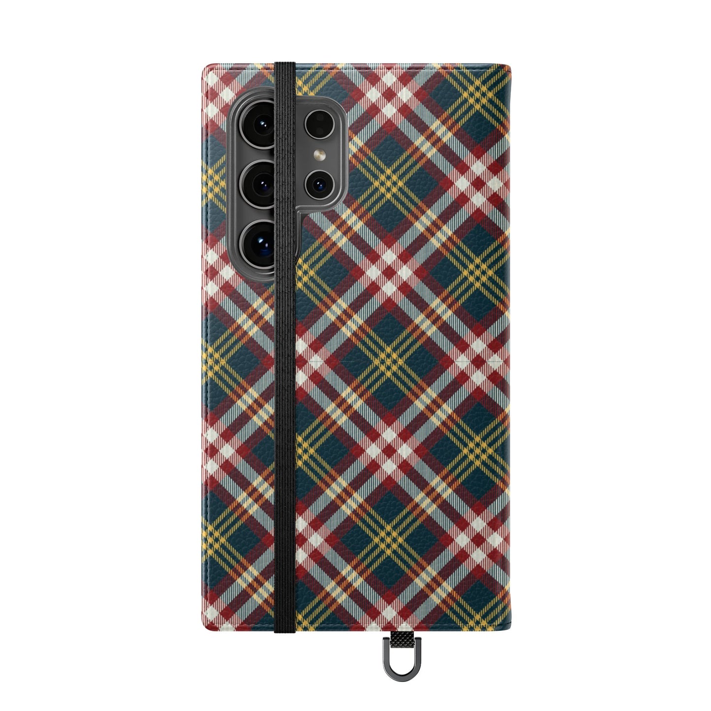 Tartan Flip Phone Case — Yellow & Red Plaid Wallet Cover