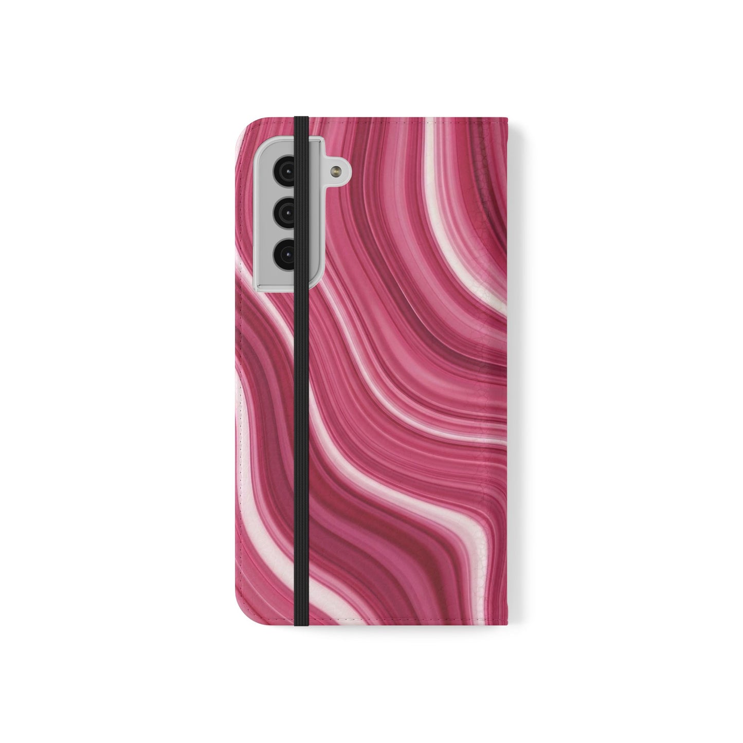 Pink Marble Swirl Flip Case — Wallet Phone Cover with Card Slots