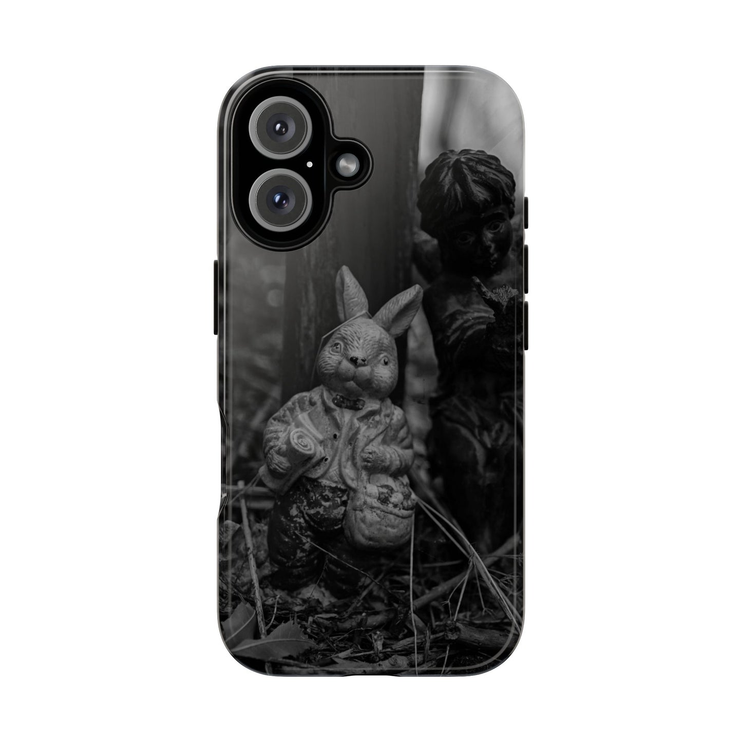 Vintage Gothic Bunny Tough Phone Case — Dark Garden Statue Protective Cover