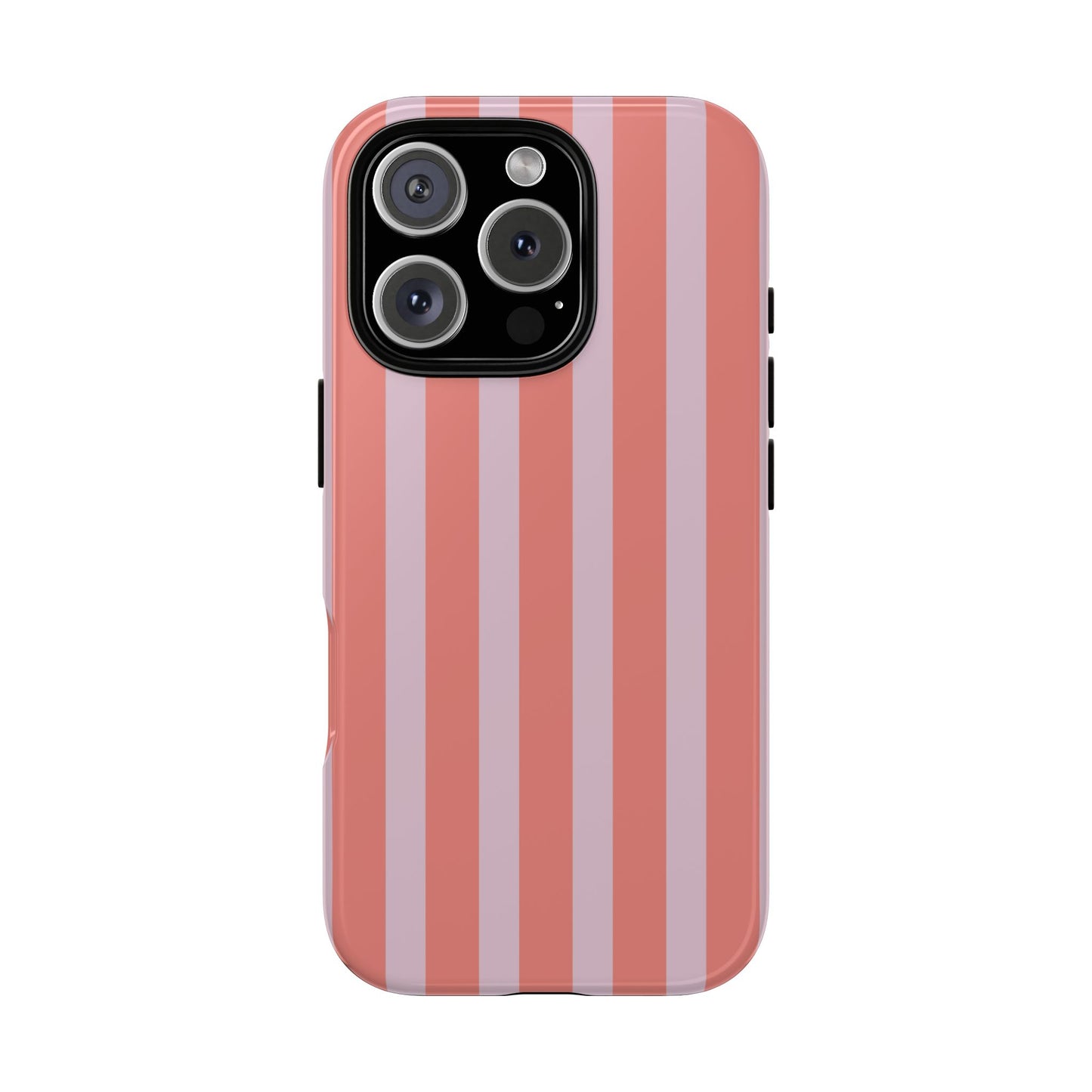 Pink Striped Tough Phone Case — Durable Protective Cover