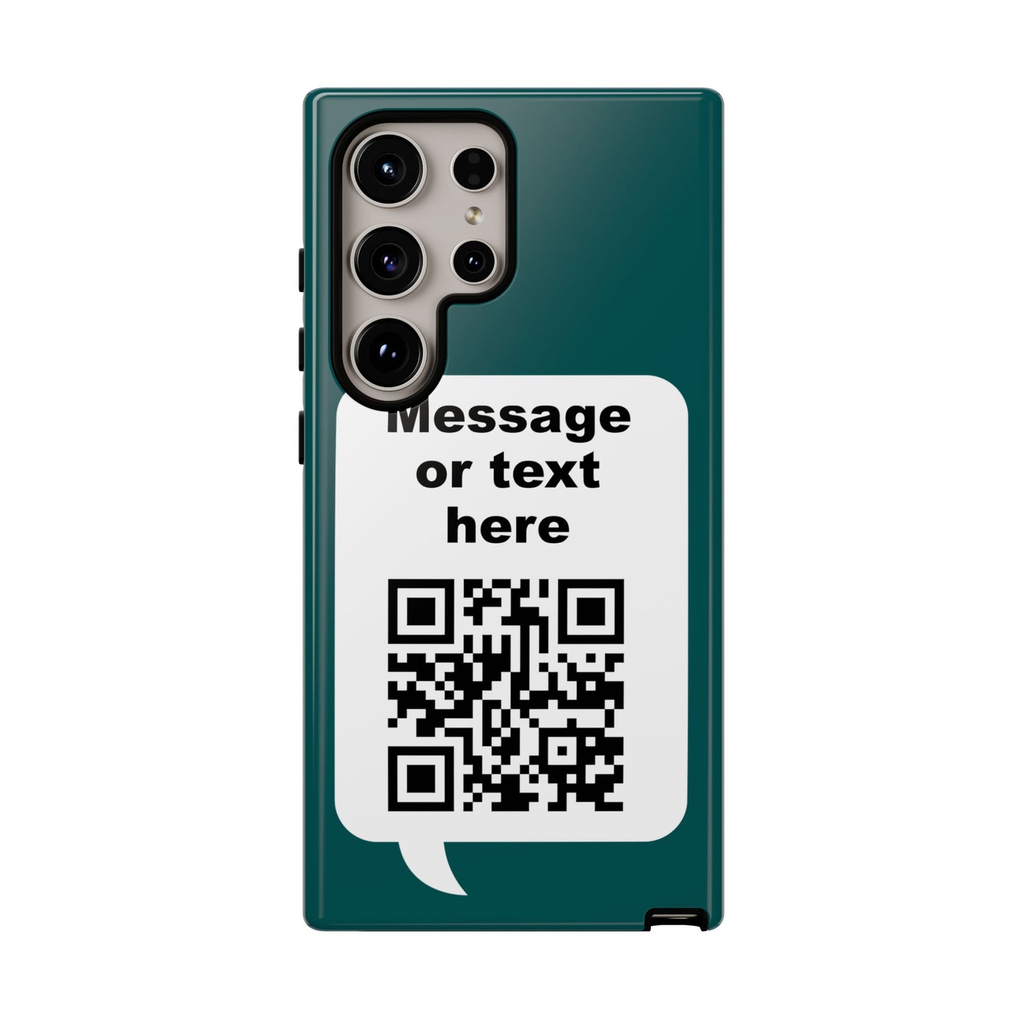 Custom QR Code Tough Phone Case — "Custom text" Contact Case