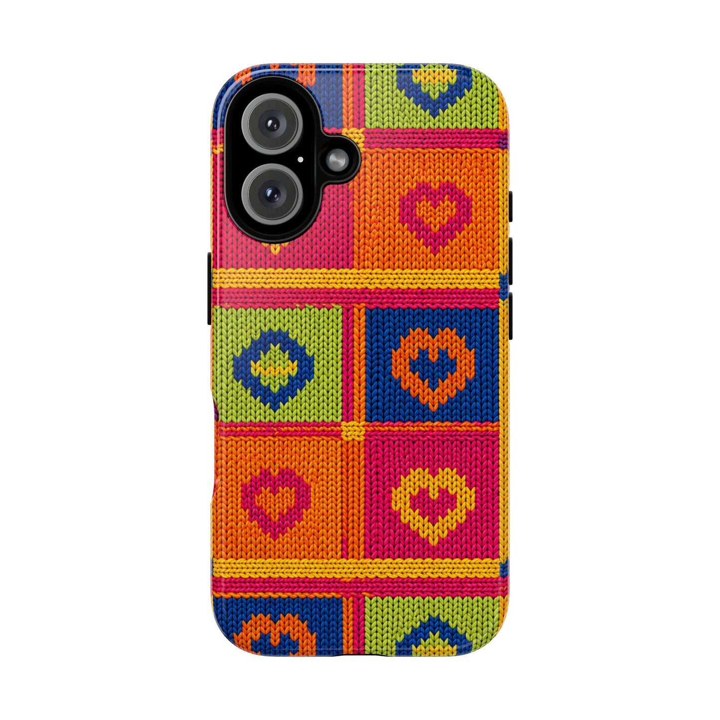 Retro Knit Pattern Heart Patch Tough Phone Case