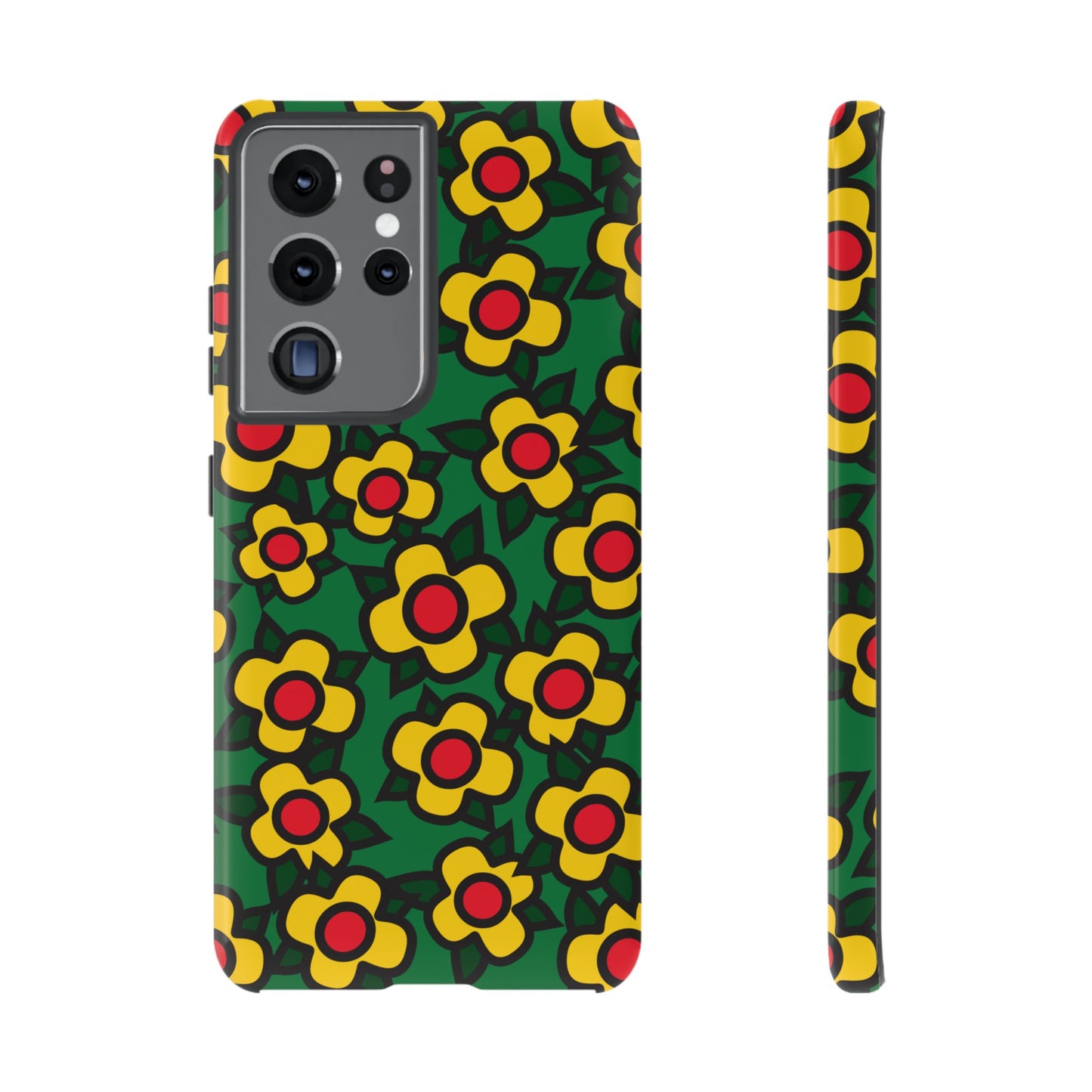 Floral Pop Tough Phone Case — Retro Yellow Red Flower Pattern