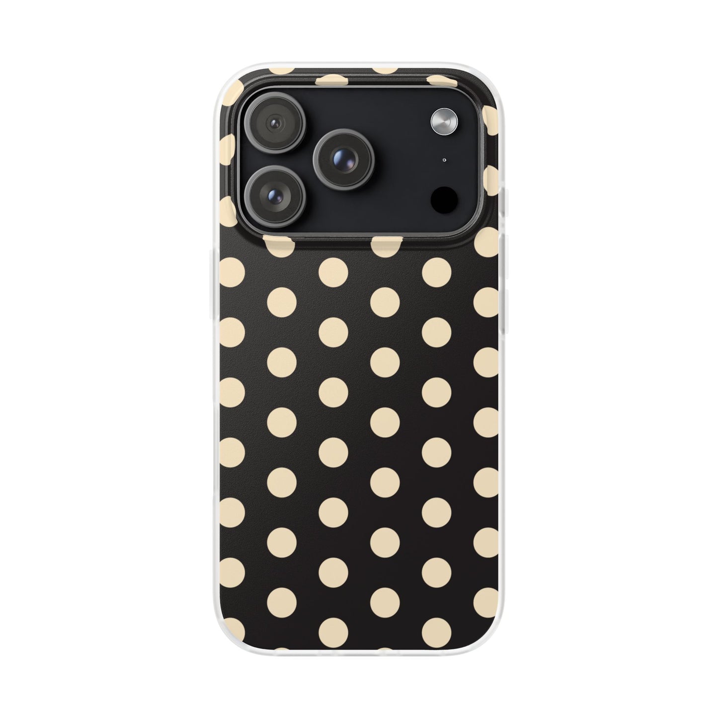 Black & Cream Retro Polka Dot Flexi Case for Apple iPhone, Samsung Galaxy.