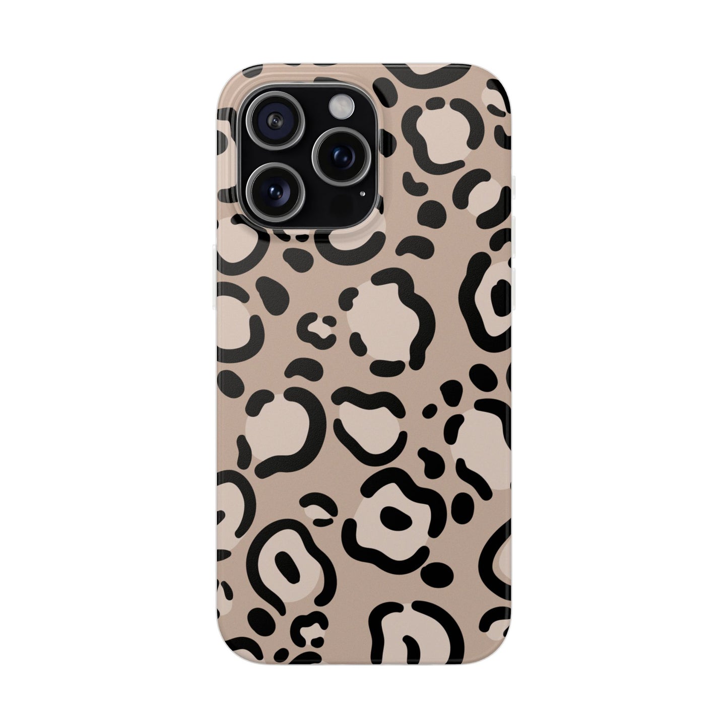 Beige Black Leopard Print Flexi Case for Apple iPhone and Samsung Galaxy.