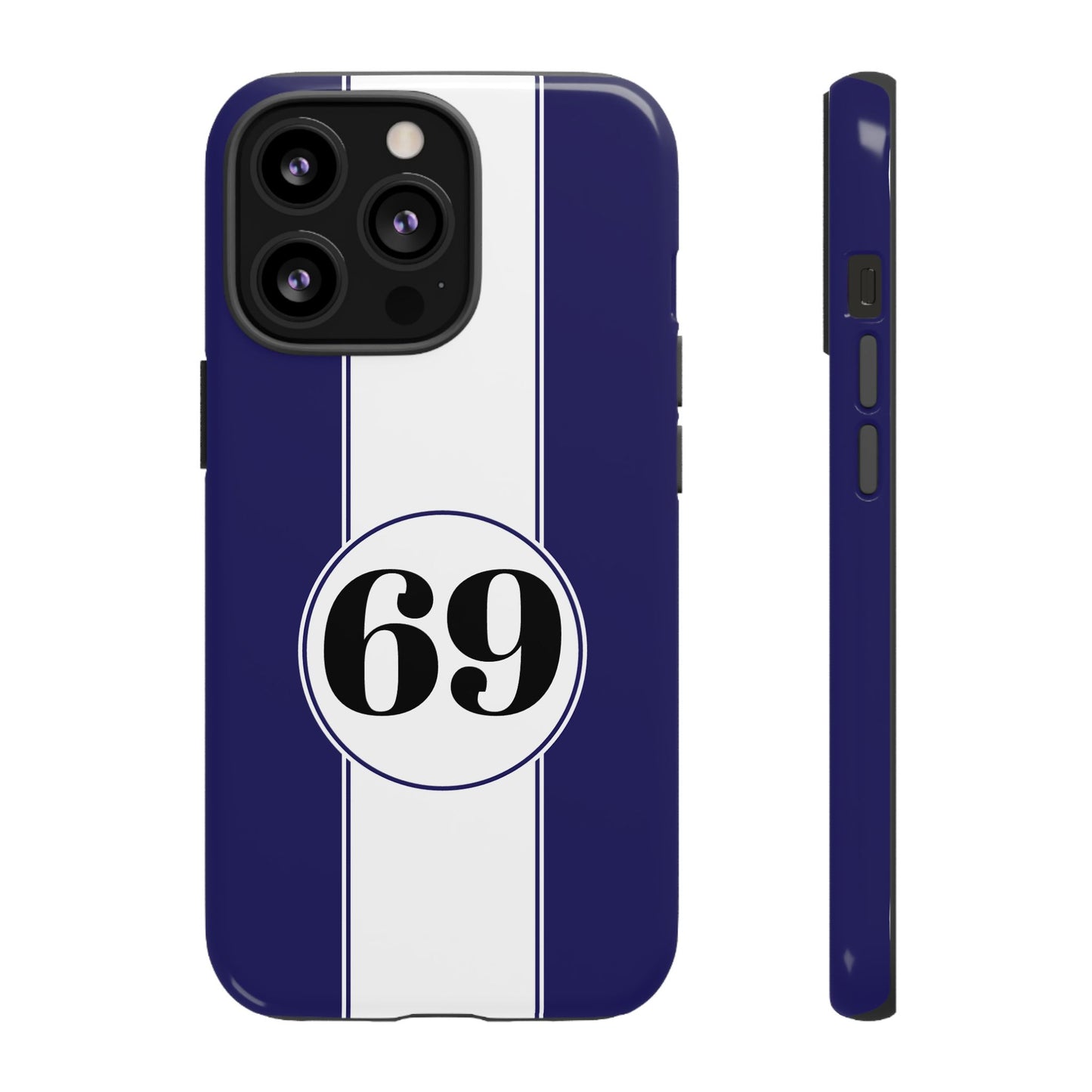 Custom Number Racing Stripe Tough Phone Case for Apple iPhone, Samsung Galaxy and Google Pixel.