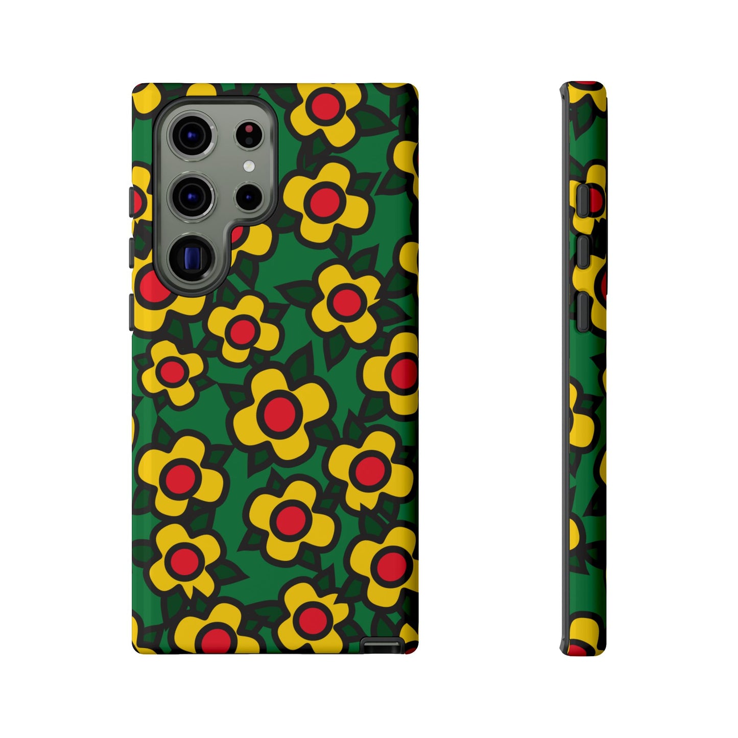 Floral Pop Tough Phone Case — Retro Yellow Red Flower Pattern