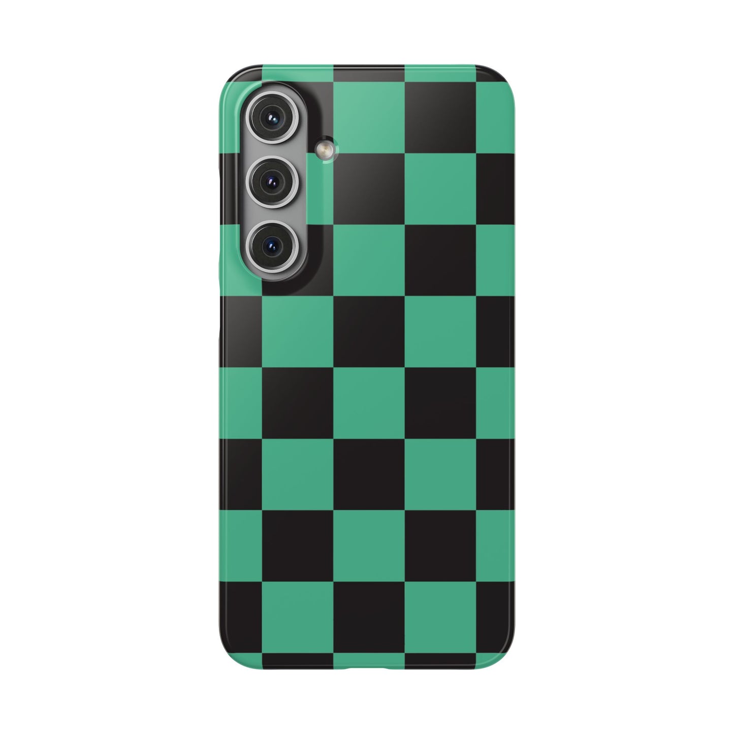 Checkered Teal Snap Case — Black & Teal Phone Cover