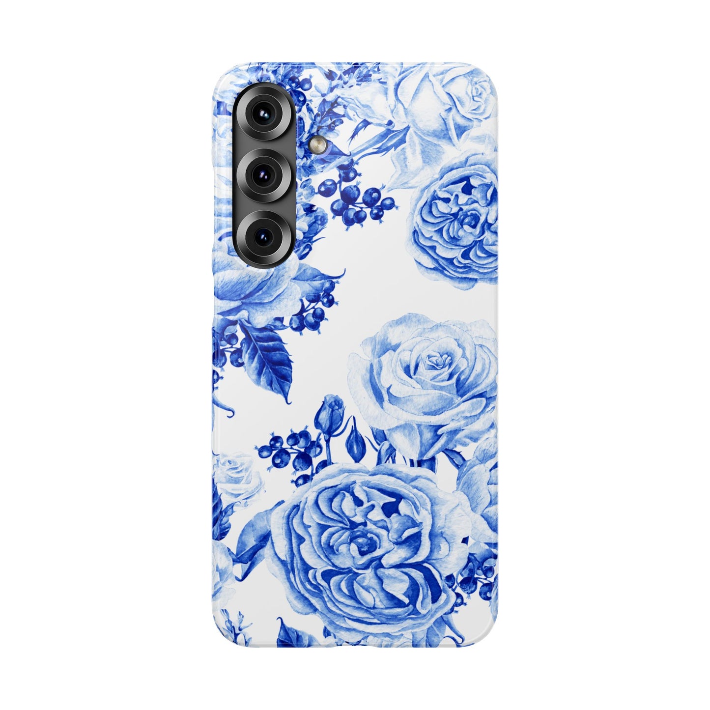 Blue Porcelain Floral Snap Phone Case — Vintage Rose Pattern
