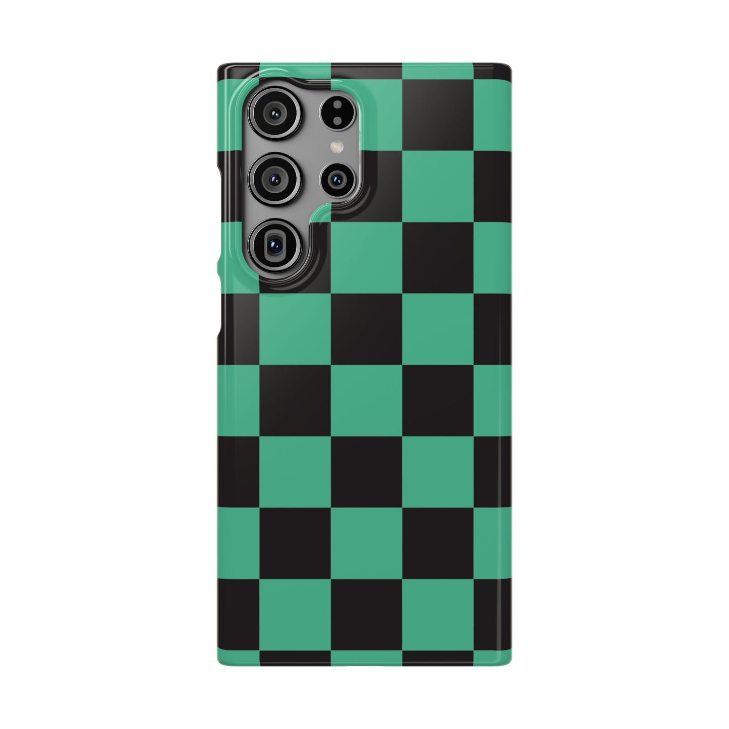 Checkered Teal Snap Case — Black & Teal Phone Cover