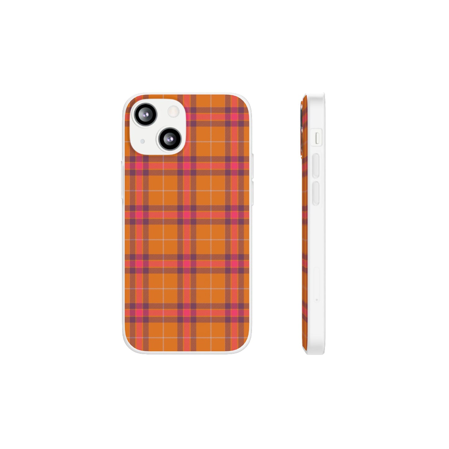 Orange Plaid Flexi Phone Case for Apple iPhone and Samsung Galaxy.