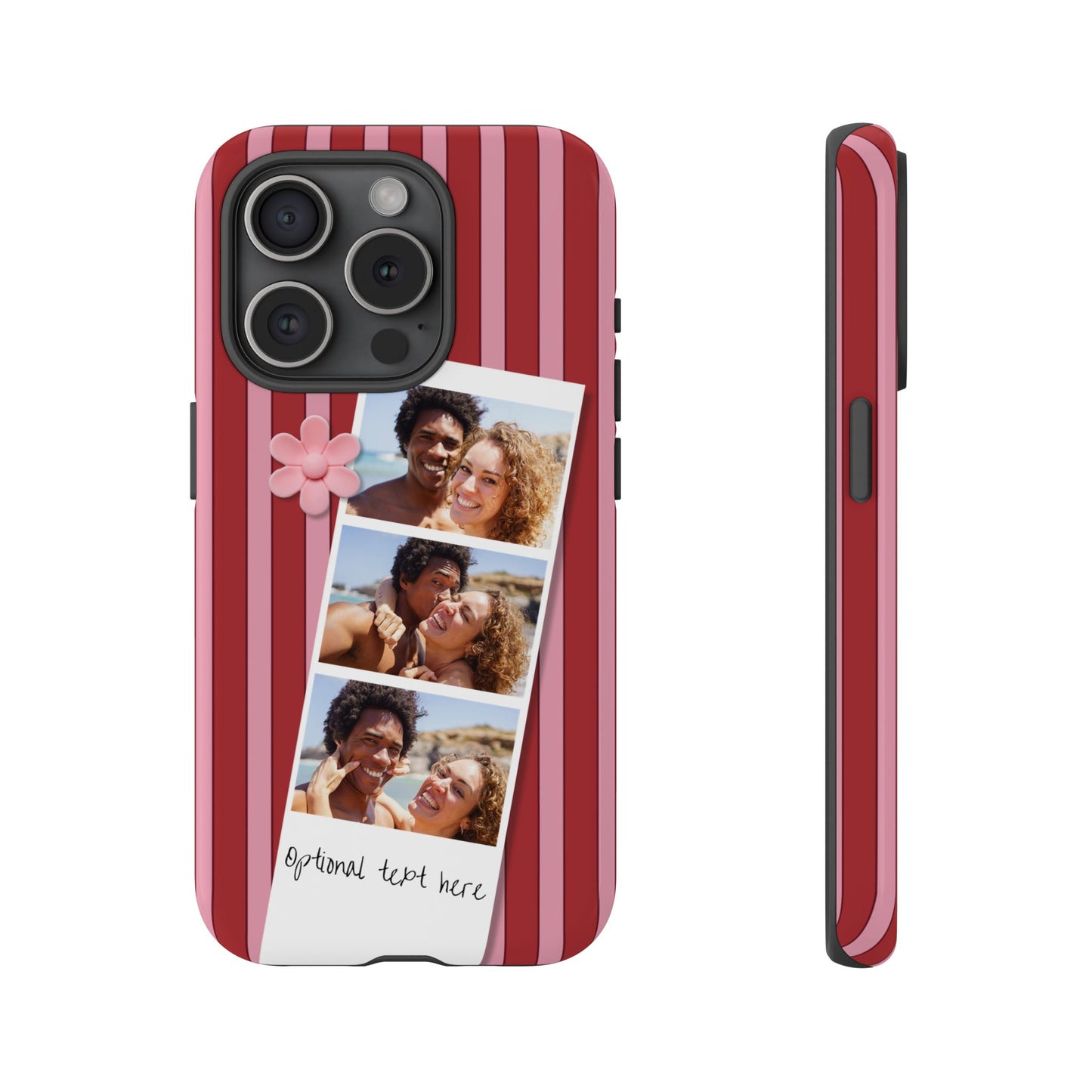 Customisable Three Photo Personalised Collage Tough Phone Case for Apple iPhone, Samsung Galaxy and Google Pixel.