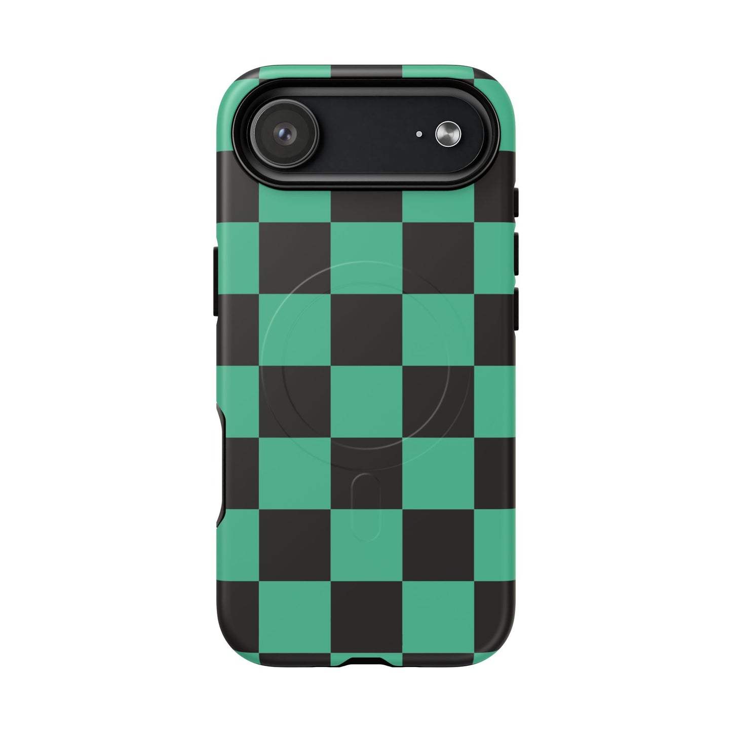 Tanjiro Magnetic Phone Case — Green and Black Chequered Tough Protective MagSafe Case
