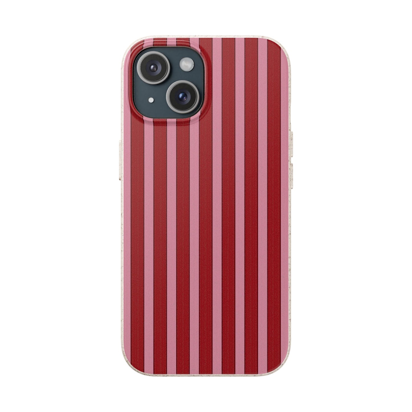 Biodegradable Phone Case — Red Vertical Stripe Eco Protective Cover for Apple iPhone and Samsung Galaxy.