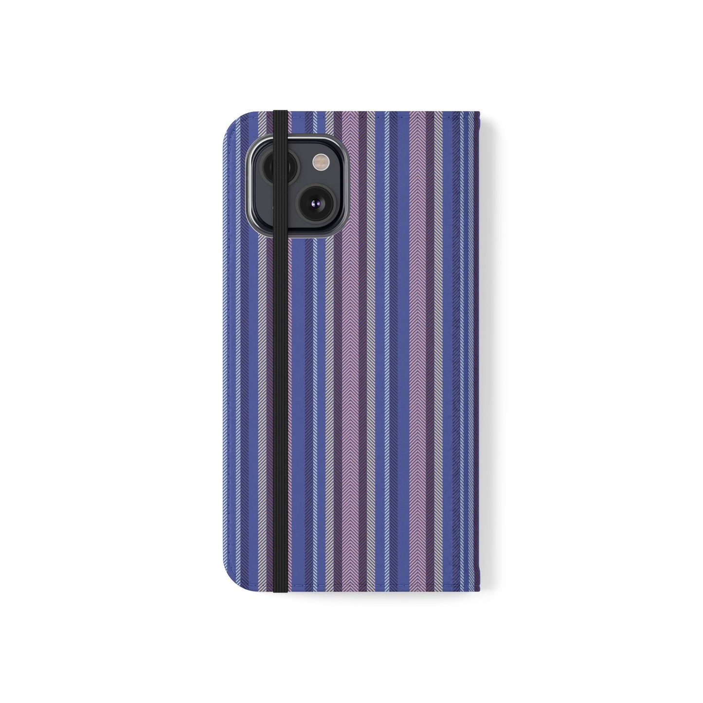 Striped Blue Flip Phone Case — Wallet Folio Phone Cover