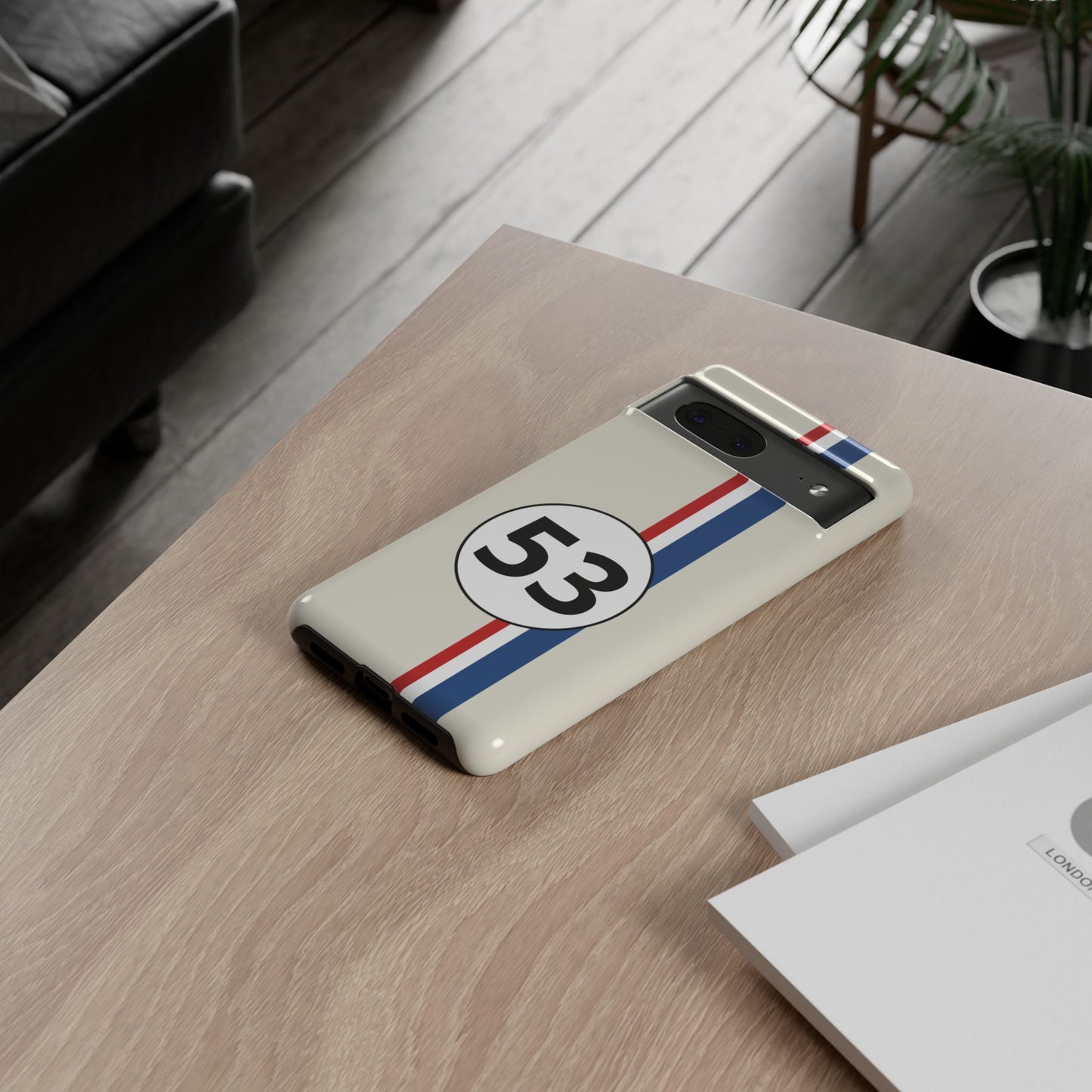 Racing Stripe Personalised Number Tough Phone Case for Apple iPhone, Samsung Galaxy and Google Pixel.