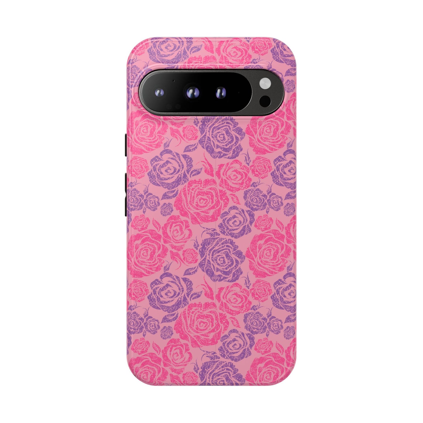 Pink & Lavender Rose Pattern Tough Phone Case