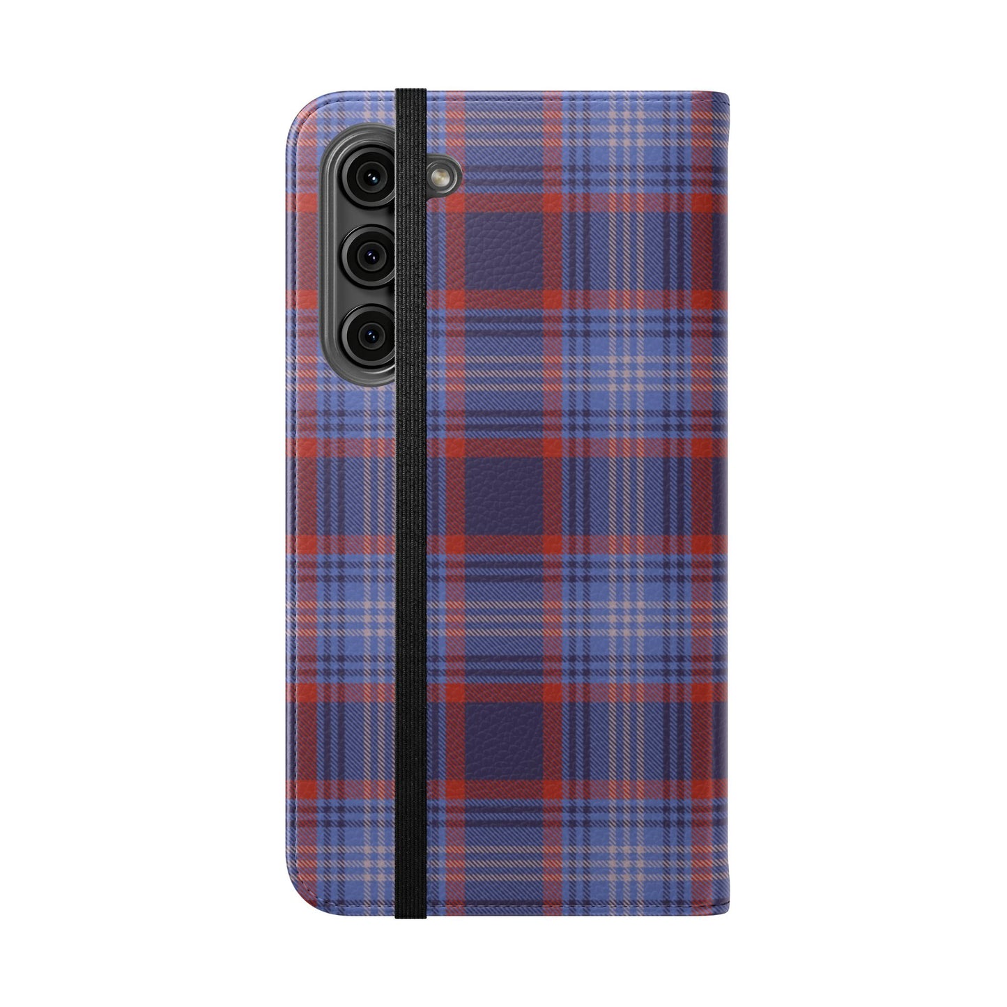 Tartan Flip Phone Case — Red & Purple Plaid Wallet Cover