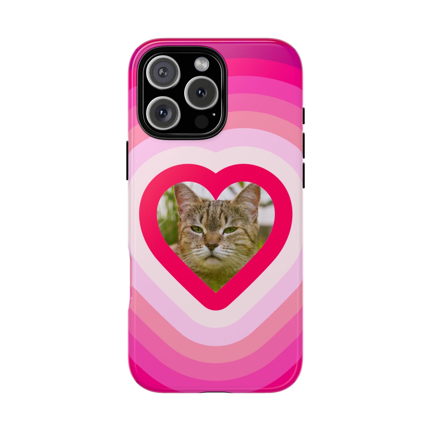Single Image Personalised  Heart Photo Phone Case – Pink Gradient Love Tough Case for Apple iPhone, Samsung Galaxy and Google Pixel.